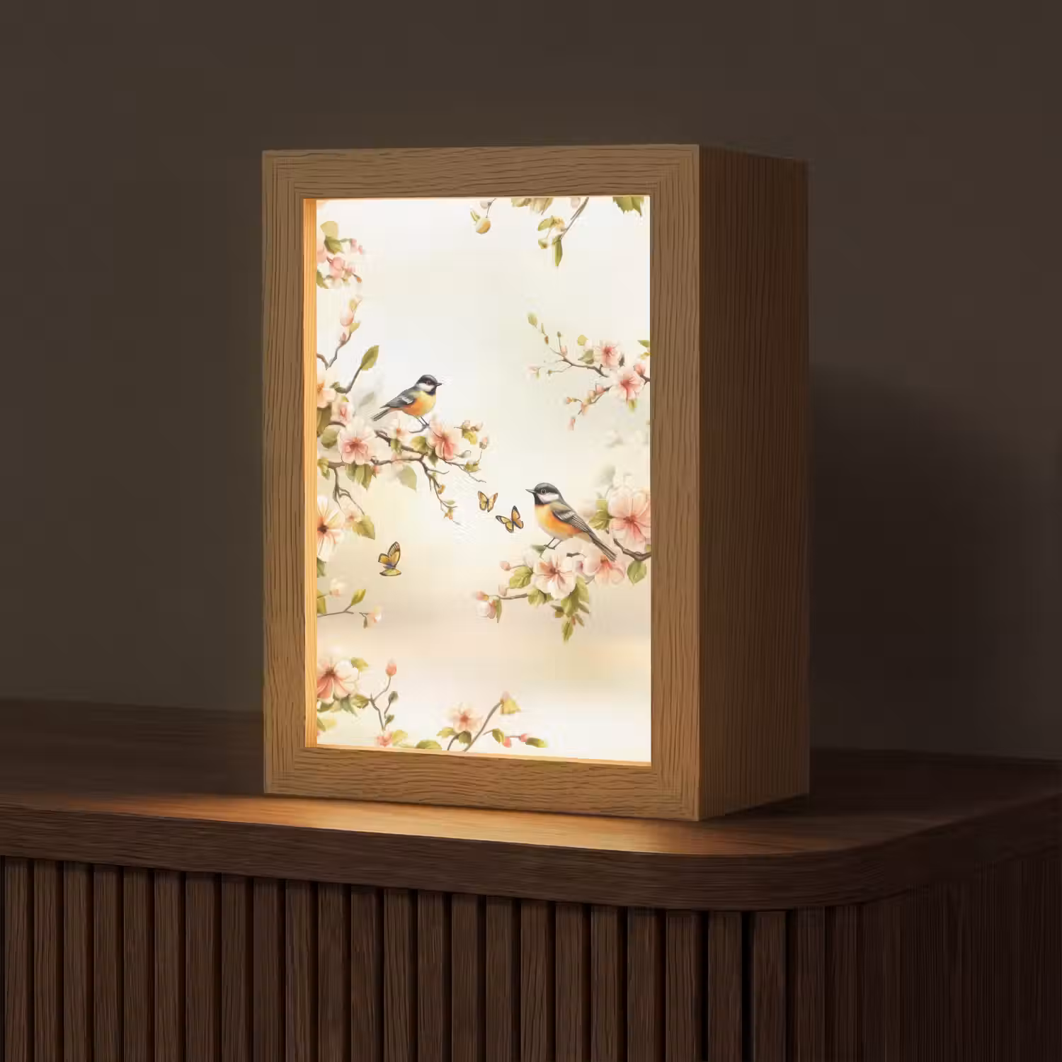 Takken - Bloemen - Vogeltjes - Roze Light Box met kabel (Tafellamp) klein -z3d_website