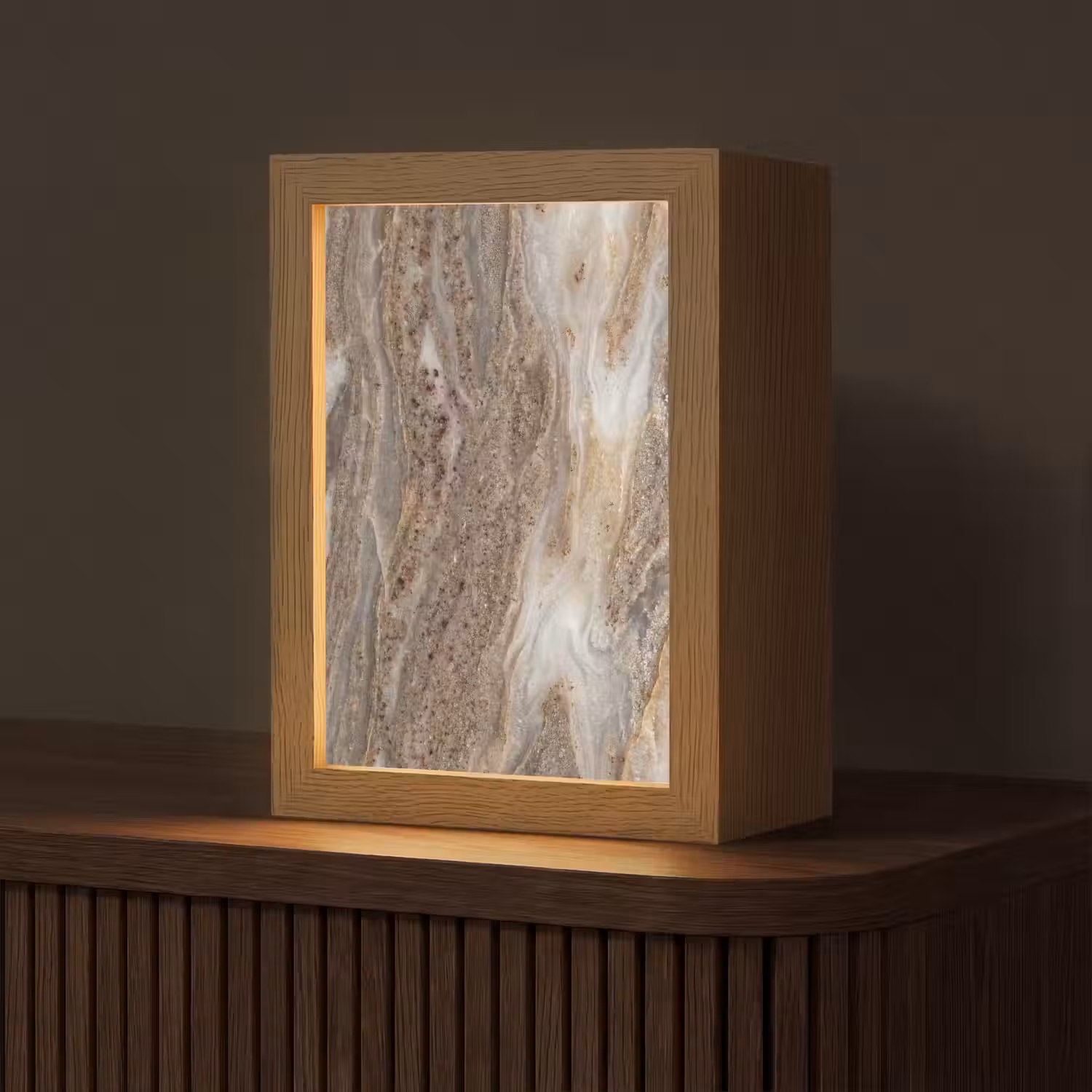 Textuur - Steen - Abstract - Beige Light Box met kabel (Tafellamp) klein -z3d_website