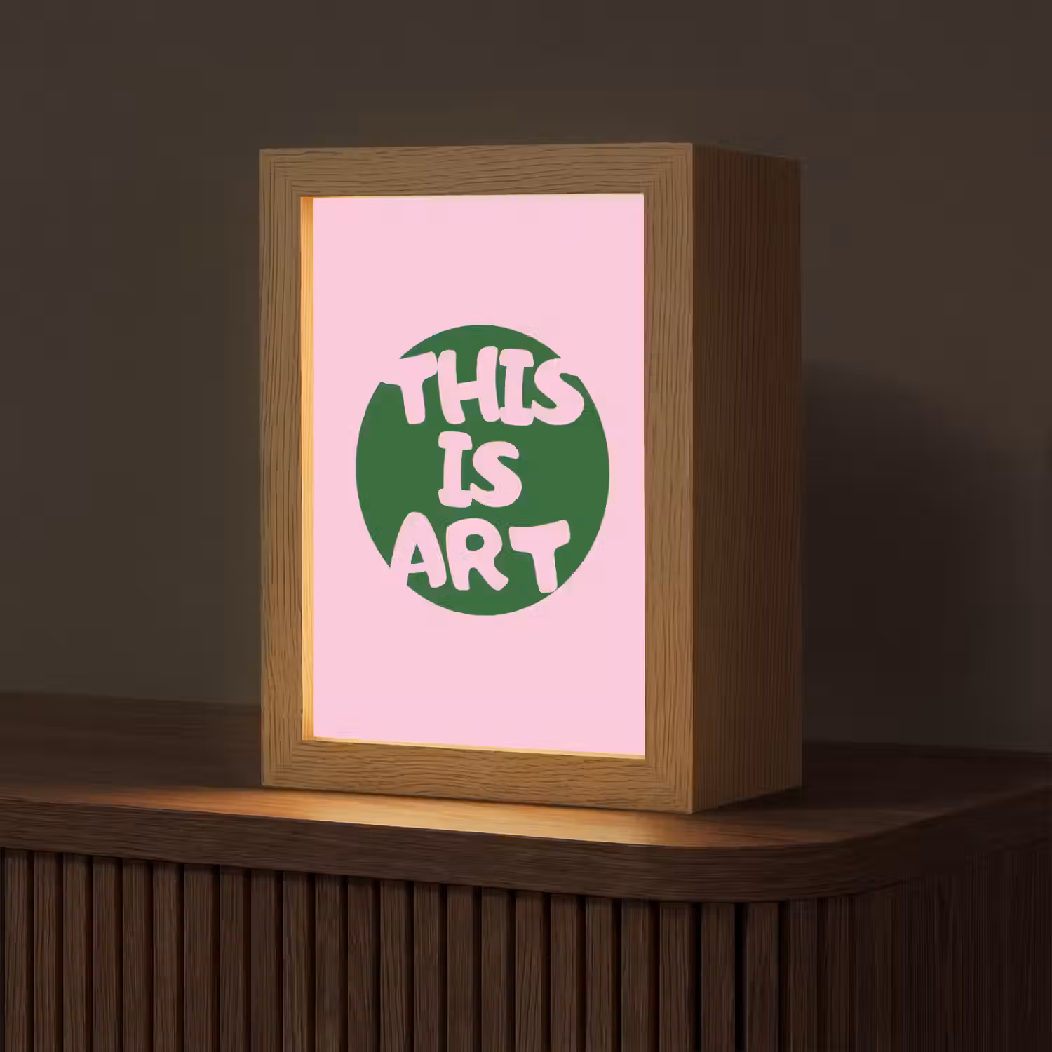 This is art - Tekst - Cirkel - Groen Light Box met kabel (Tafellamp) klein -z3d_website