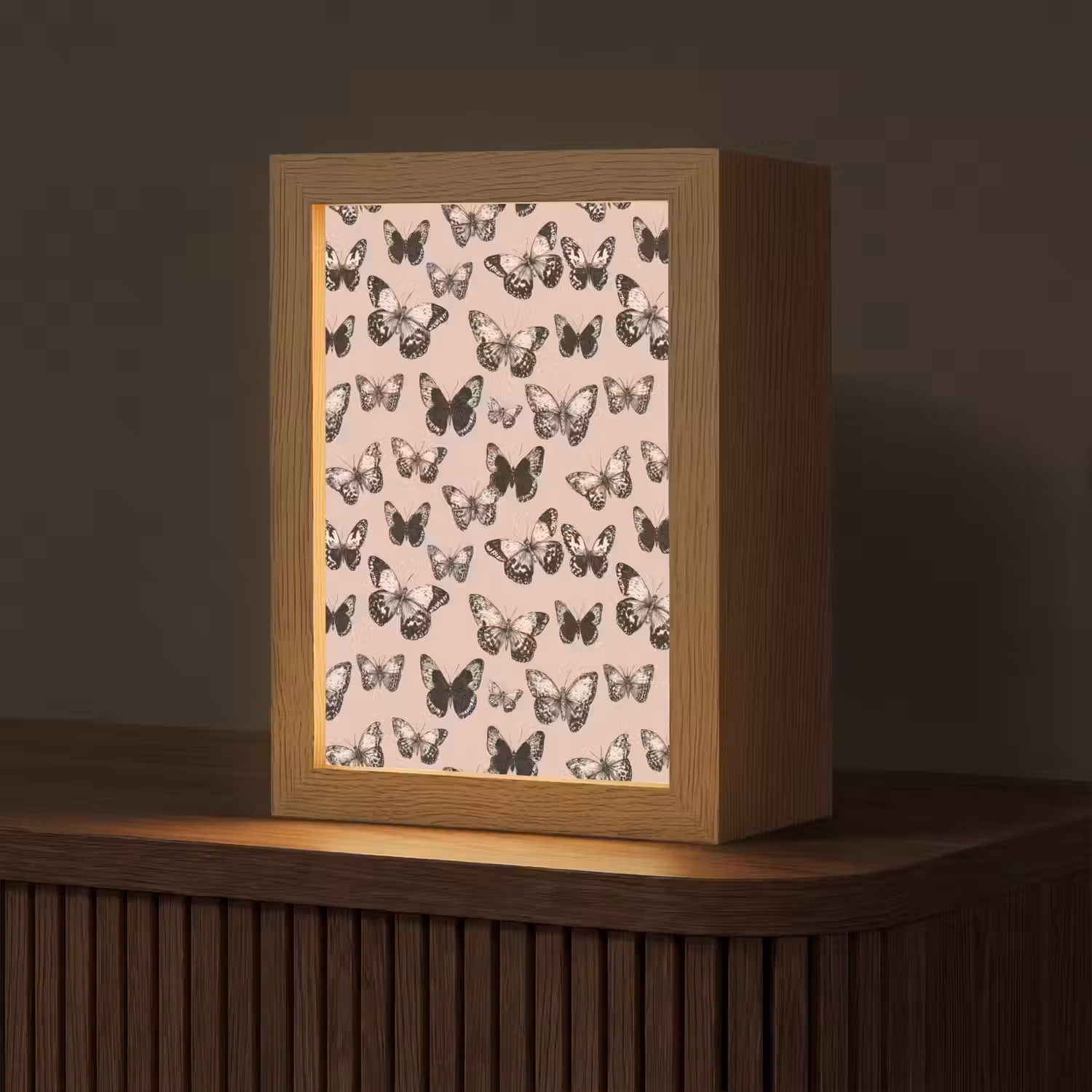 Tijdloos - Vlinders - Perzik Light Box met kabel (Tafellamp) klein 925 -z3d_website