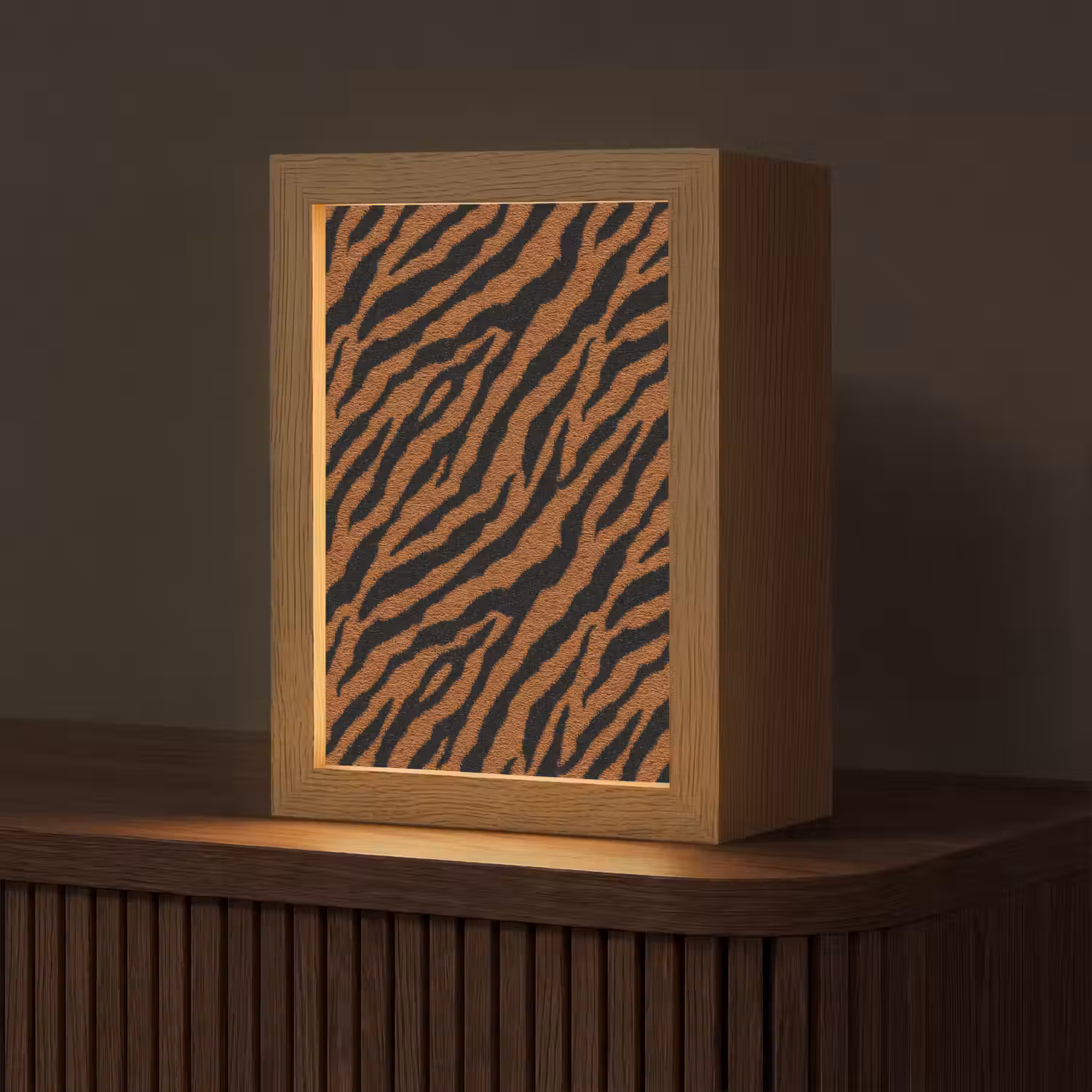 Tijger - Vacht - Zwart Light Box met kabel (Tafellamp) klein 925 -z3d_website