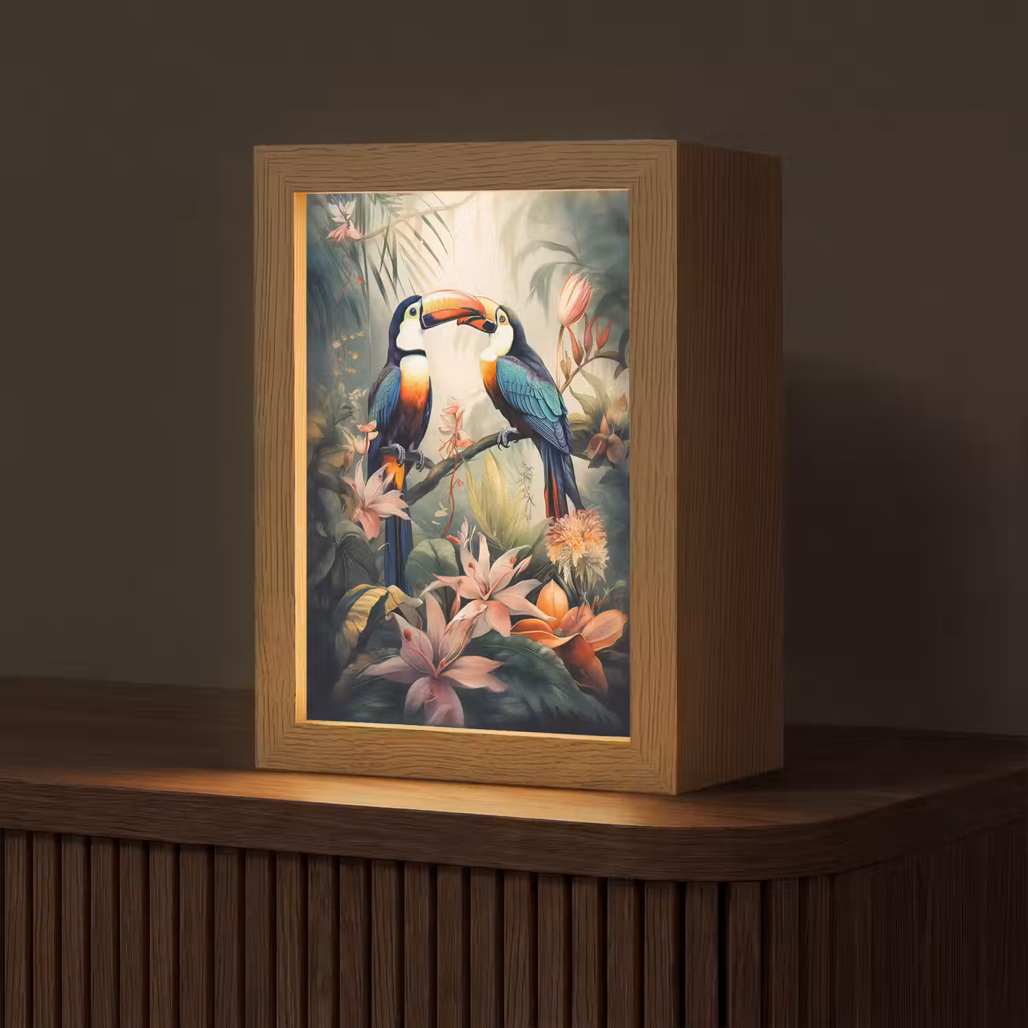 Toekan - Vogels - Bloemen - Natuur - Jungle Light Box met kabel (Tafellamp) klein -z3d_website