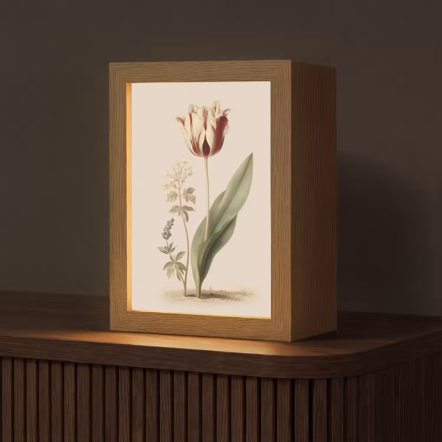 Tulp - Minimalistisch - Beige Light Box met kabel (Tafellamp) klein -z3d_website