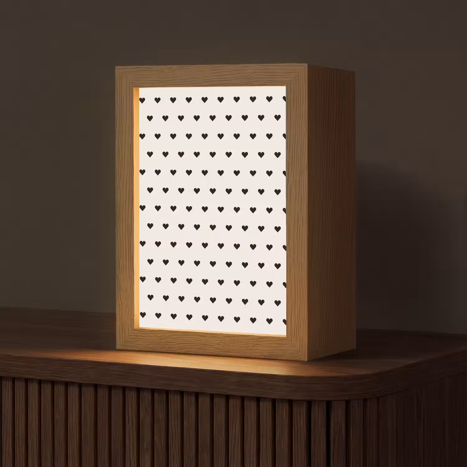 Valentijn - Hart - Wit - Zwart Light Box met kabel (Tafellamp) klein 925 -z3d_website