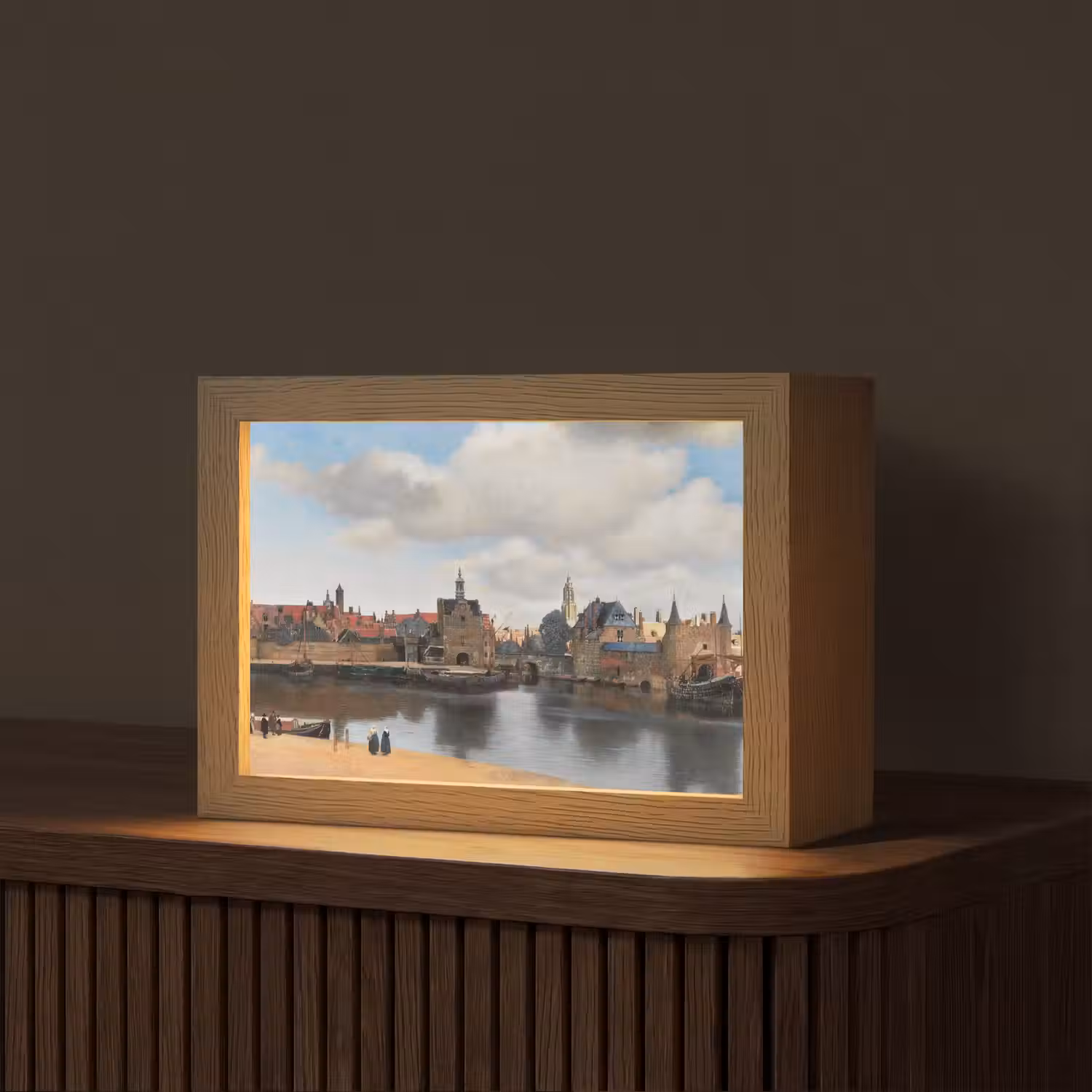 Vermeer - Stad - Oude meesters - Kunst Light Box met kabel (Tafellamp) klein -z3d_website