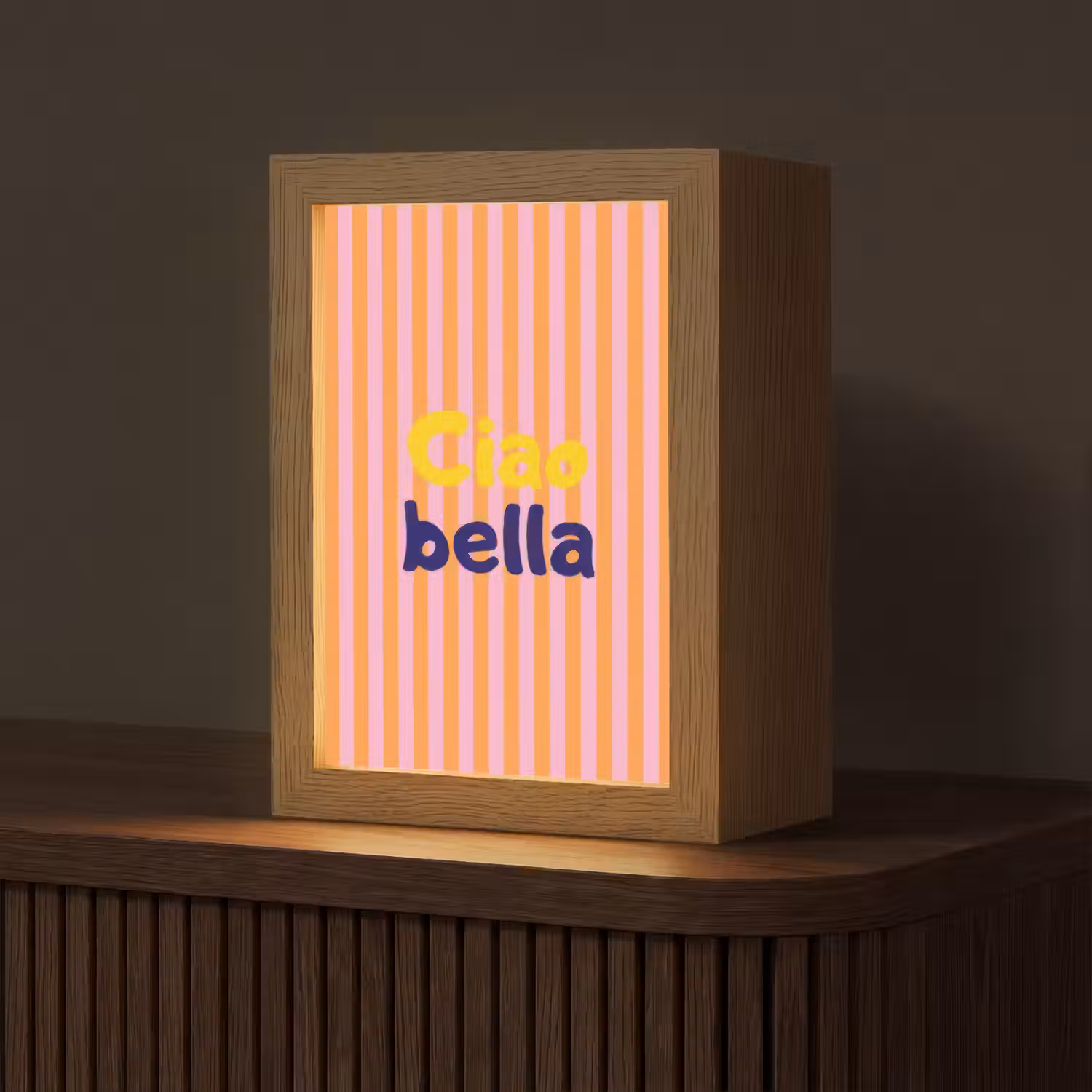 Verticaal - Strepen - Oranje - Ciao bella Light Box met kabel (Tafellamp) klein -z3d_website