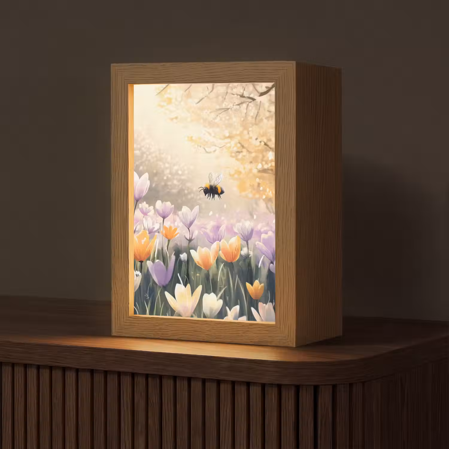 Viooltjes - bij - Zonlicht Light Box met kabel (Tafellamp) klein -z3d_website