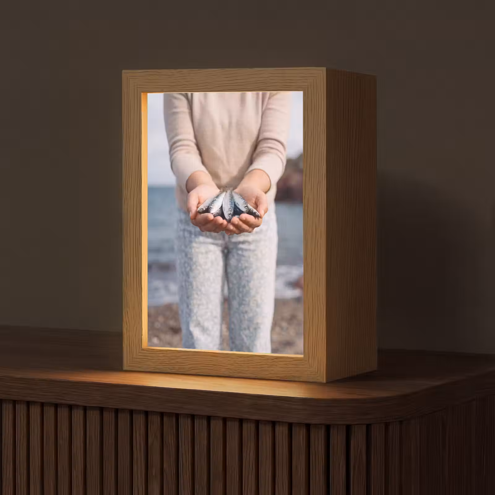 Tafellamp - Vis - Handen - Natuur - Vis - Handen - Natuur Light Box met kabel (Tafellamp) klein