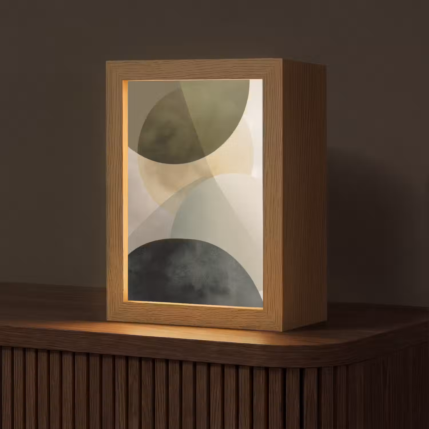 Vlakken - Abstract - Beige - Cirkels Light Box met kabel (Tafellamp) klein -z3d_website