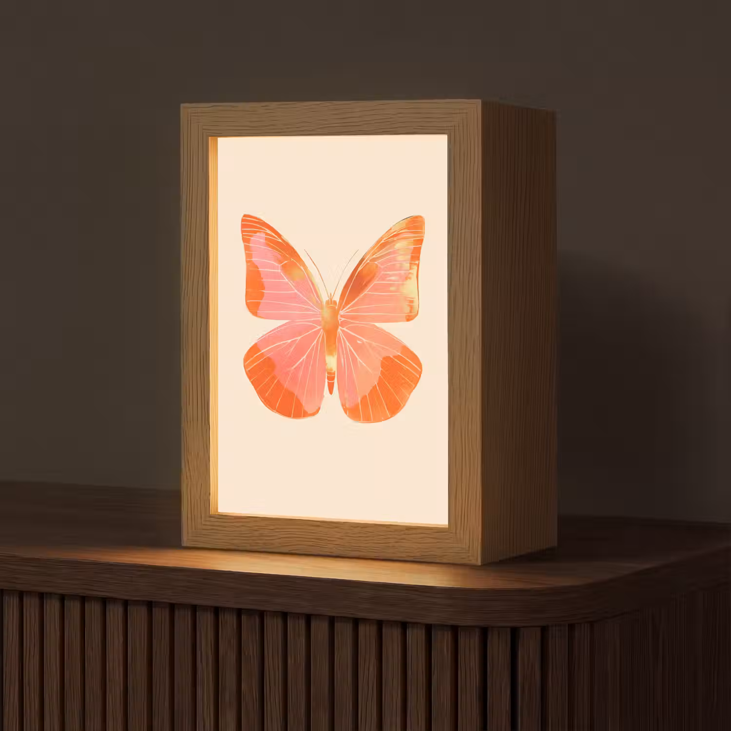 Vlinder - Minimalistisch - Roze Light Box met kabel (Tafellamp) klein -z3d_website