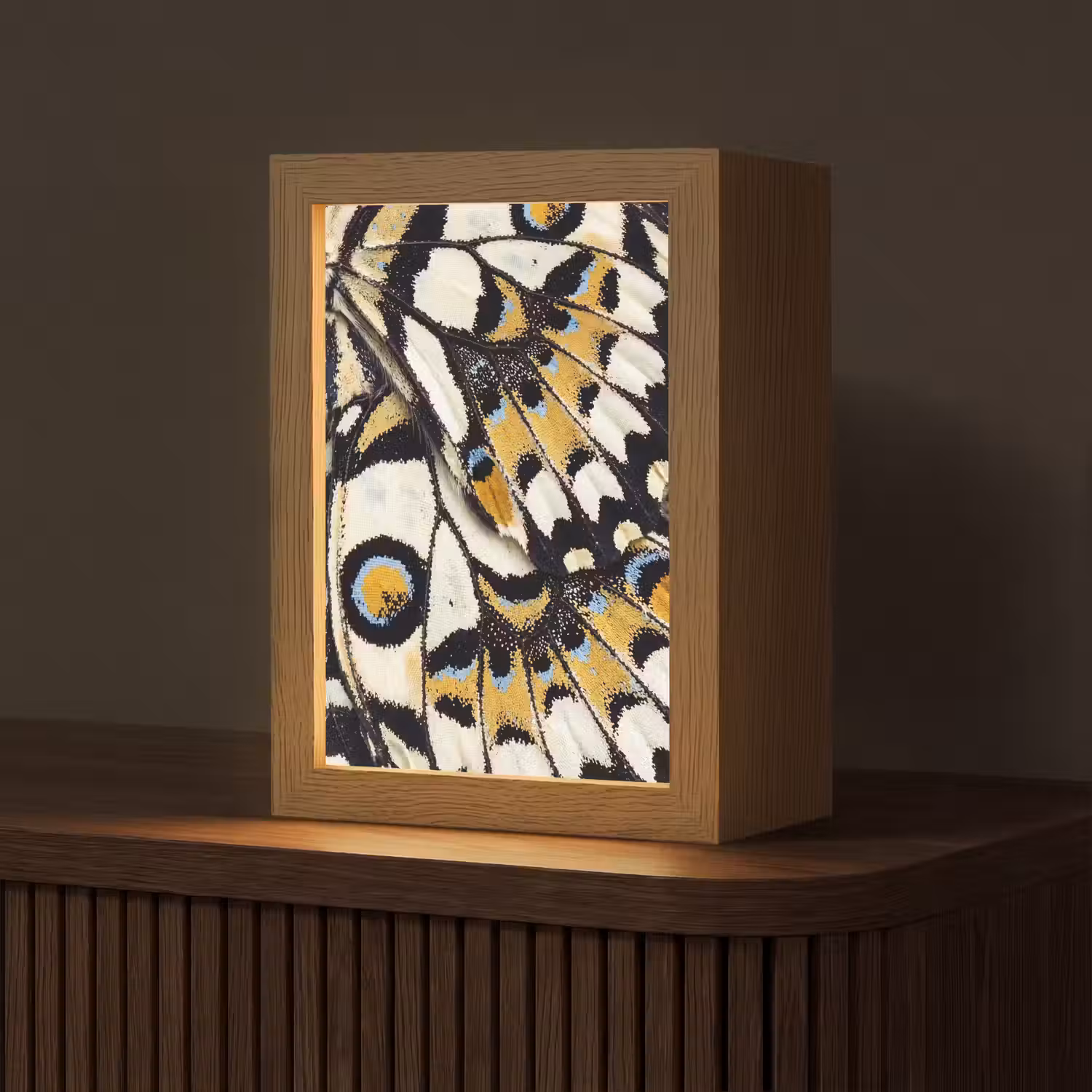 Vlinder - Vleugel - Geel Light Box met kabel (Tafellamp) klein -z3d_website