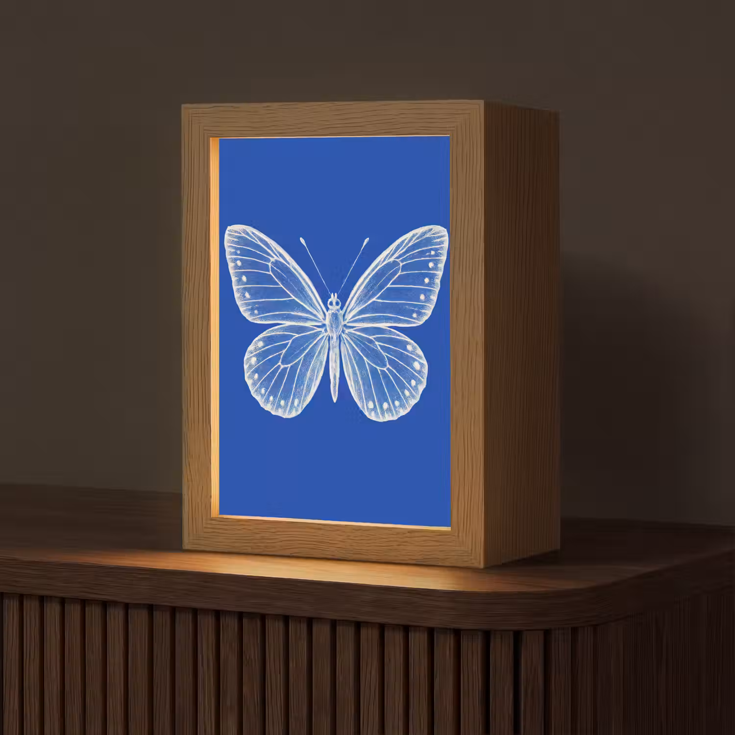 Vlinder - Wit - Getekend - Stippen Light Box met kabel (Tafellamp) klein -z3d_website