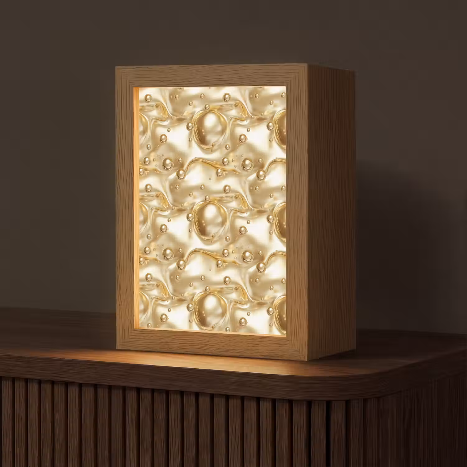 Vloeibaar - Druppels - Goud Light Box met kabel (Tafellamp) klein 925 -z3d_website