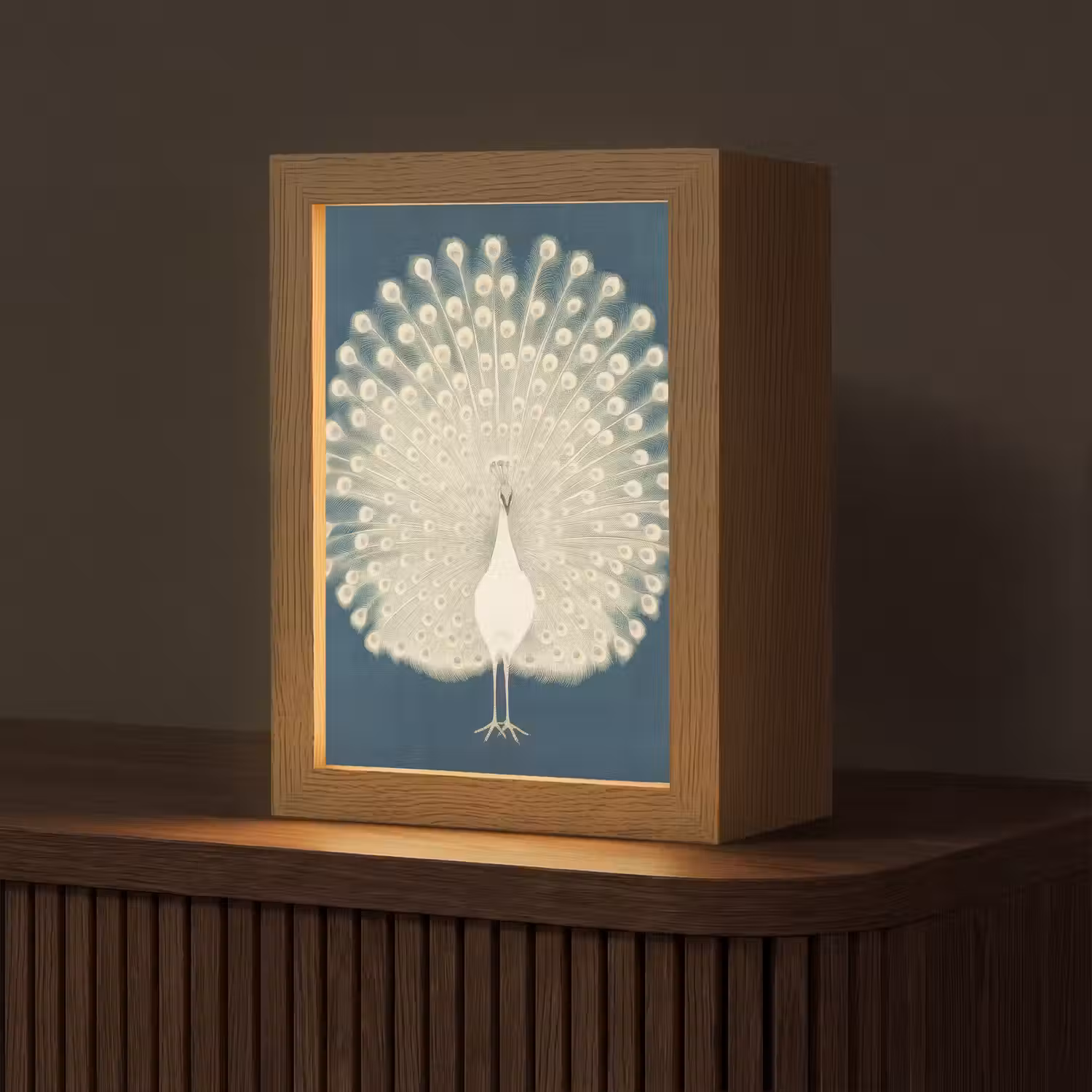 Vogel - Blauw - Vintage Light Box met kabel (Tafellamp) klein -z3d_website