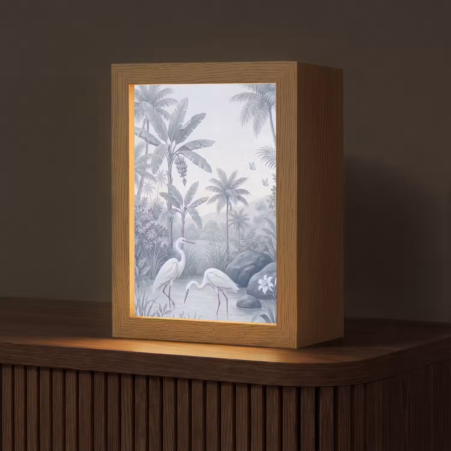 Vogel - Water - Tropisch - Natuur - Blauw Light Box met kabel (Tafellamp) klein -z3d_website