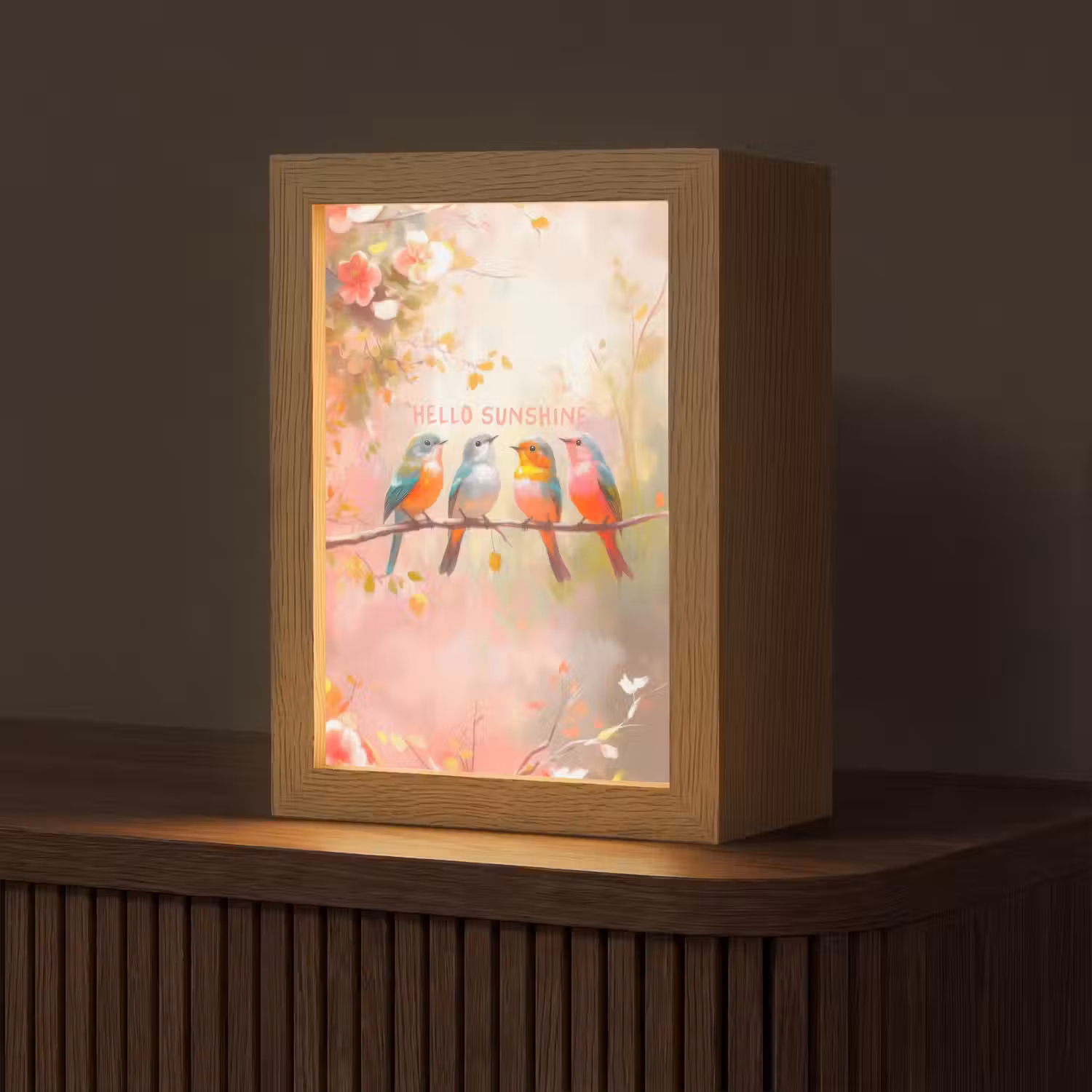 Vogels - Tak - Quote - Roze Light Box met kabel (Tafellamp) klein -z3d_website