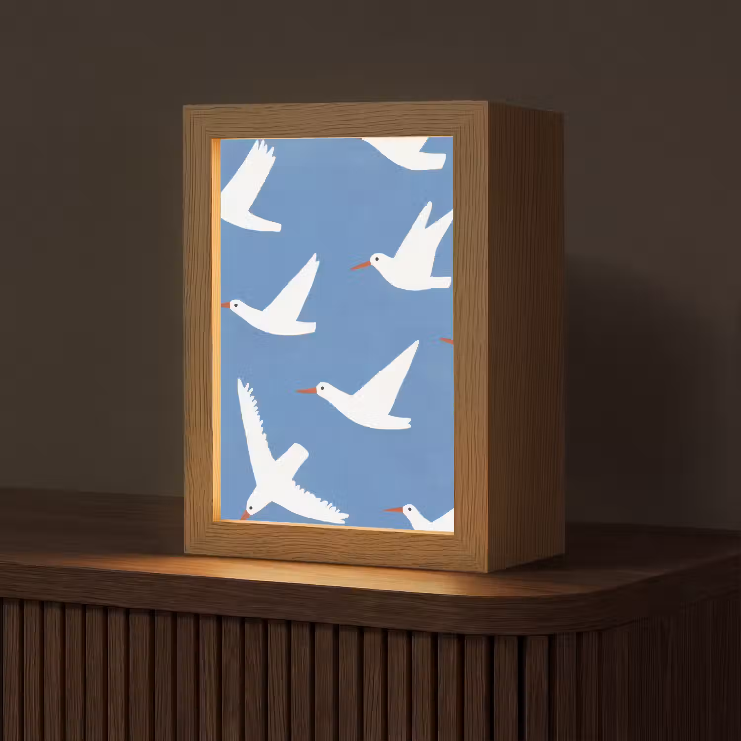 Vogels - Wit - Patroon Light Box met kabel (Tafellamp) klein -z3d_website
