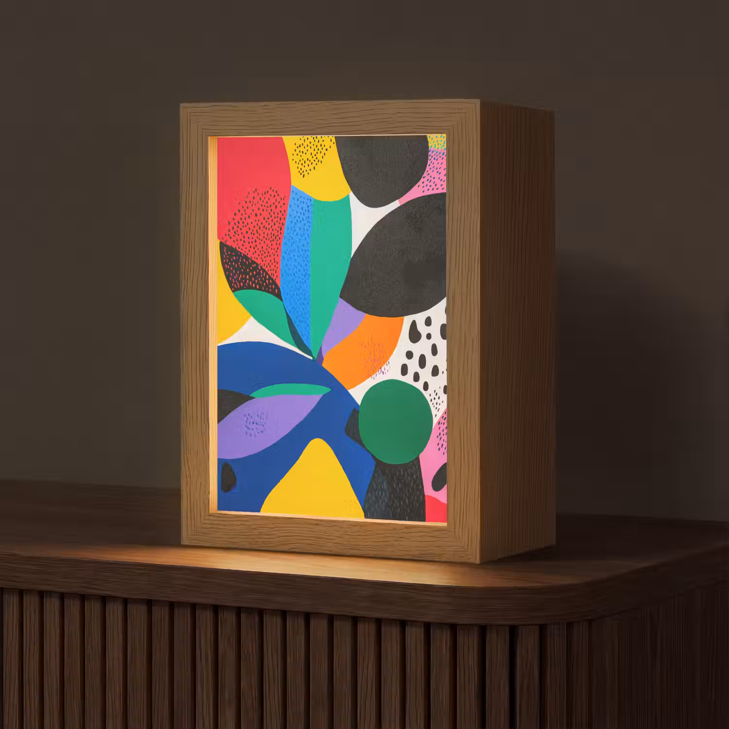 Vormen - Stippen - Kleurrijk Light Box met kabel (Tafellamp) klein -z3d_website