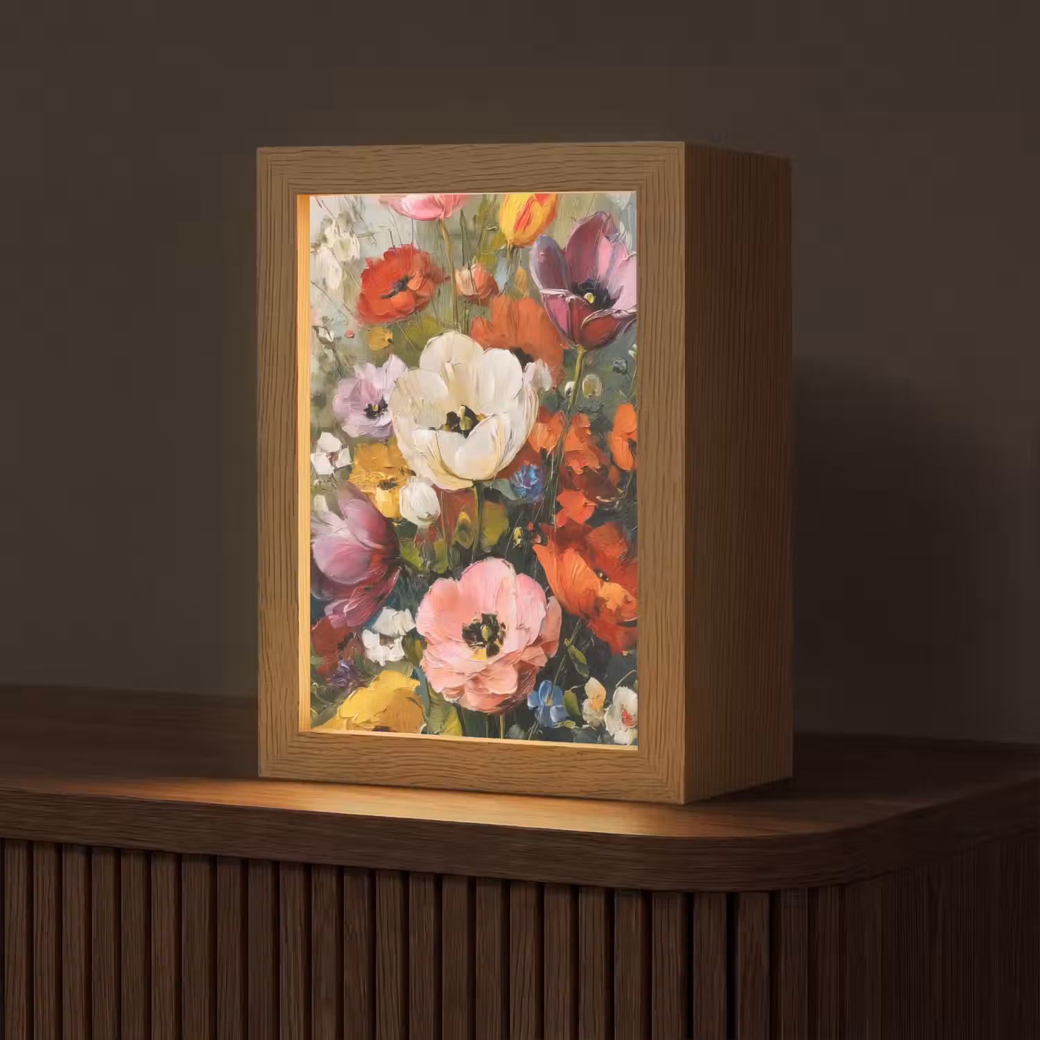 Vrolijk boeket - Dynamisch - Subtiele kleurspatten Light Box met kabel (Tafellamp) klein -z3d_website