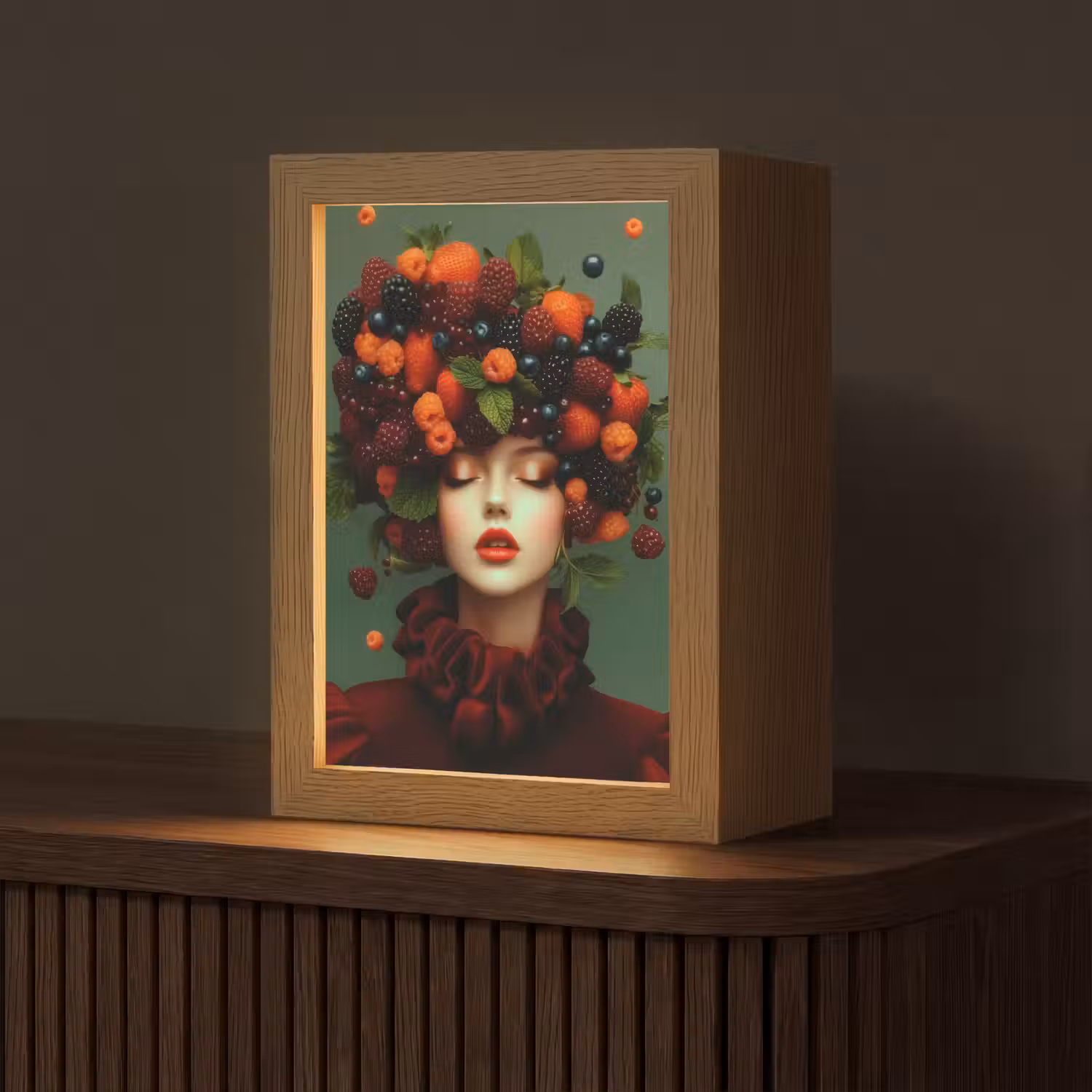Vrouw - Aardbeien - Frambozen - Bramen - Bessen Light Box met kabel (Tafellamp) klein -z3d_website
