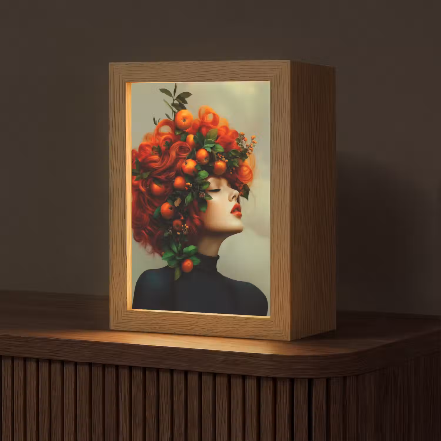 Vrouw - Appels - Rood - Bladeren Light Box met kabel (Tafellamp) klein -z3d_website