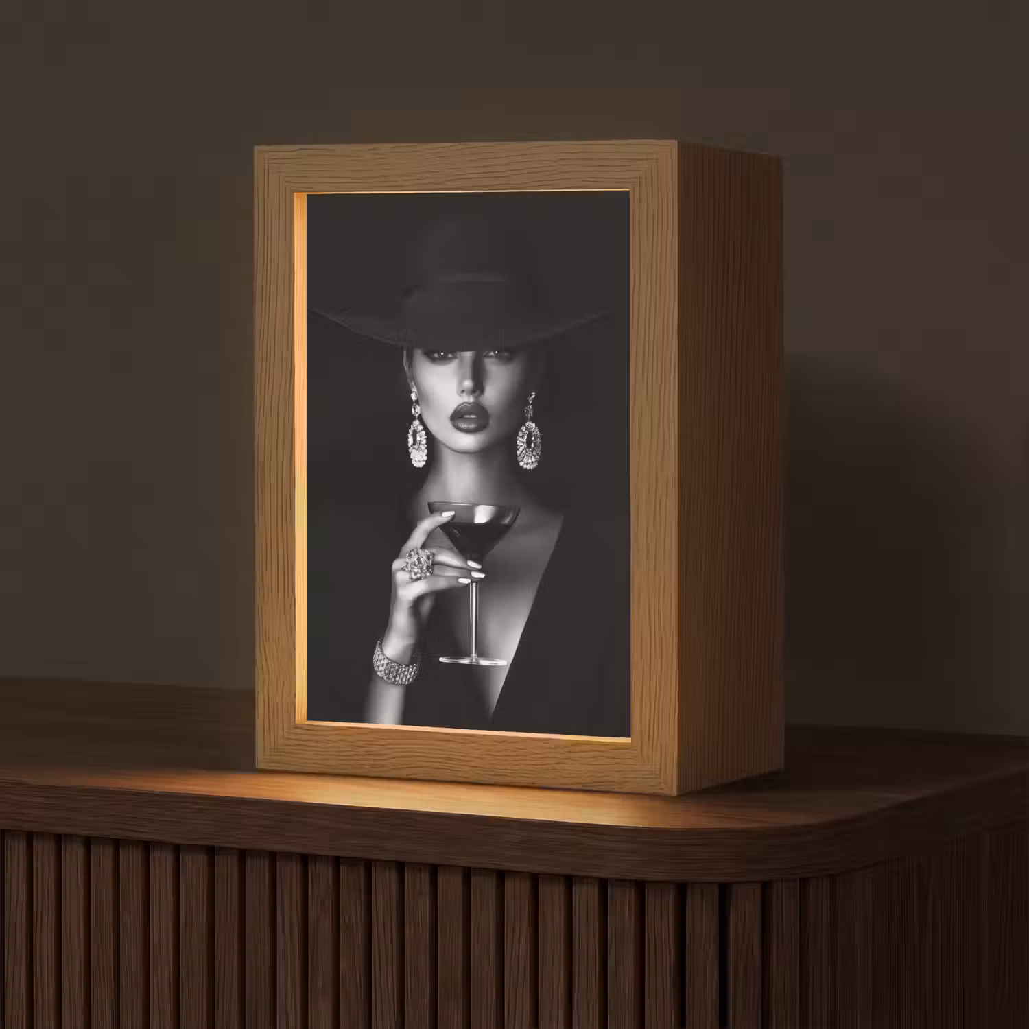 Vrouw - Cocktail - Chic Light Box met kabel (Tafellamp) klein -z3d_website