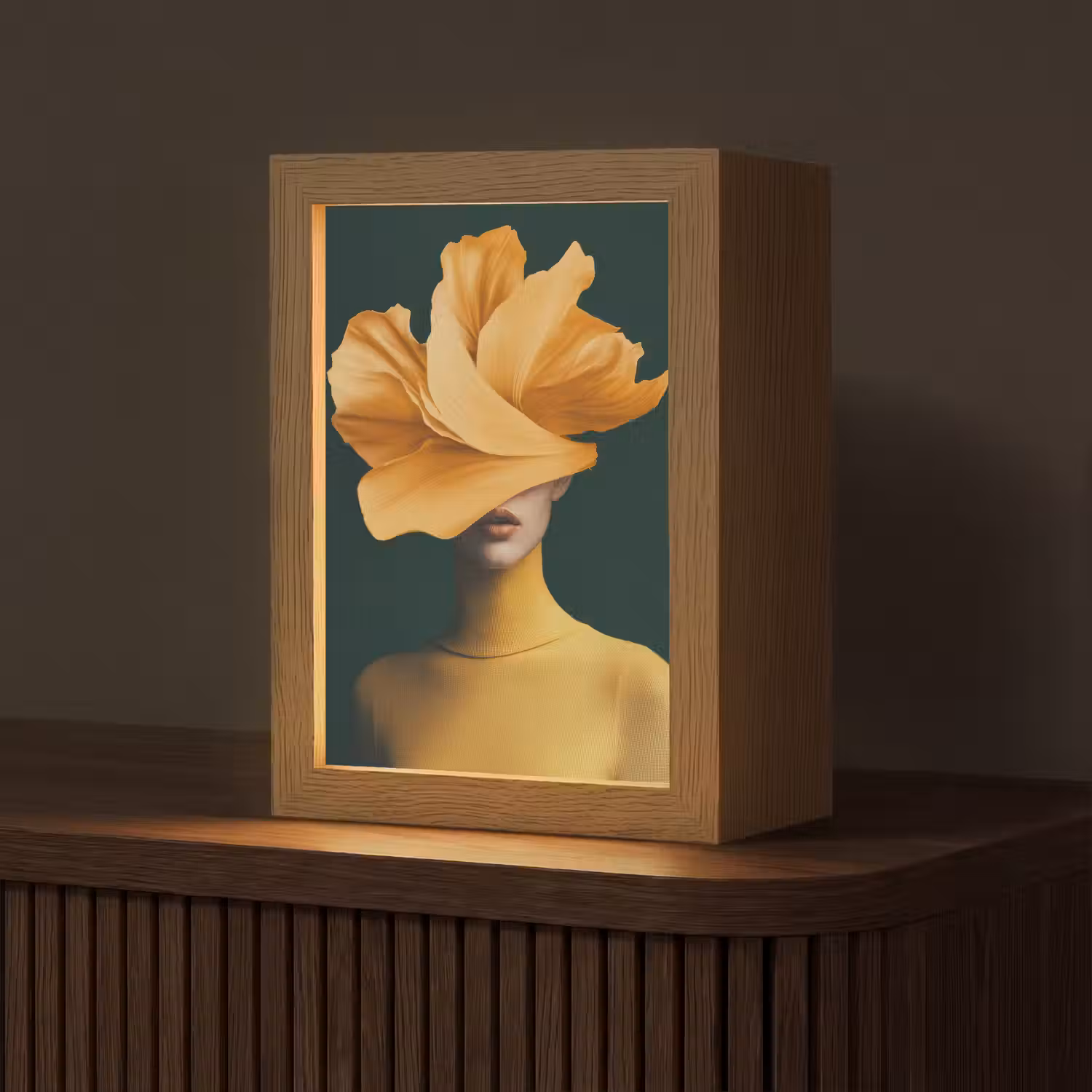 Vrouw - Hoed - Geel Light Box met kabel (Tafellamp) klein -z3d_website