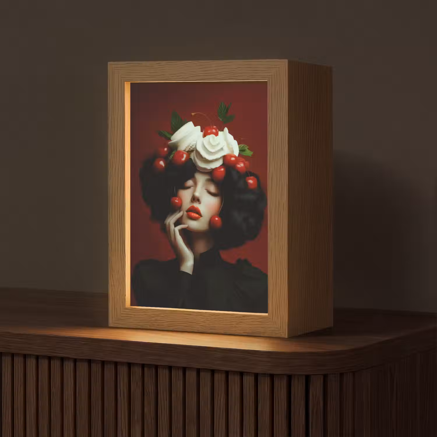 Vrouw - Kersen - Slagroom Light Box met kabel (Tafellamp) klein -z3d_website