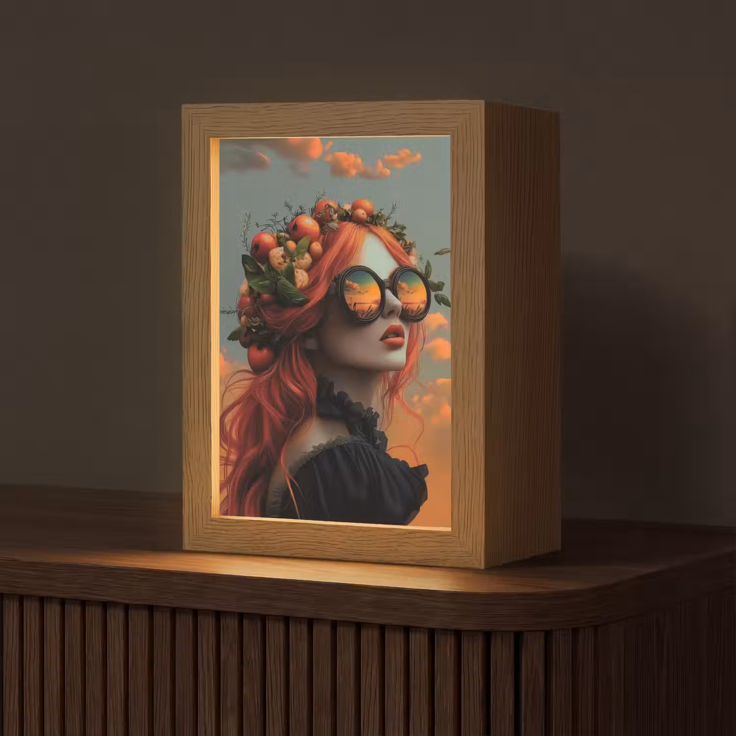 Vrouw - Kroon - Tomaat - Bascilicum - Zonnebril Light Box met kabel (Tafellamp) klein -z3d_website