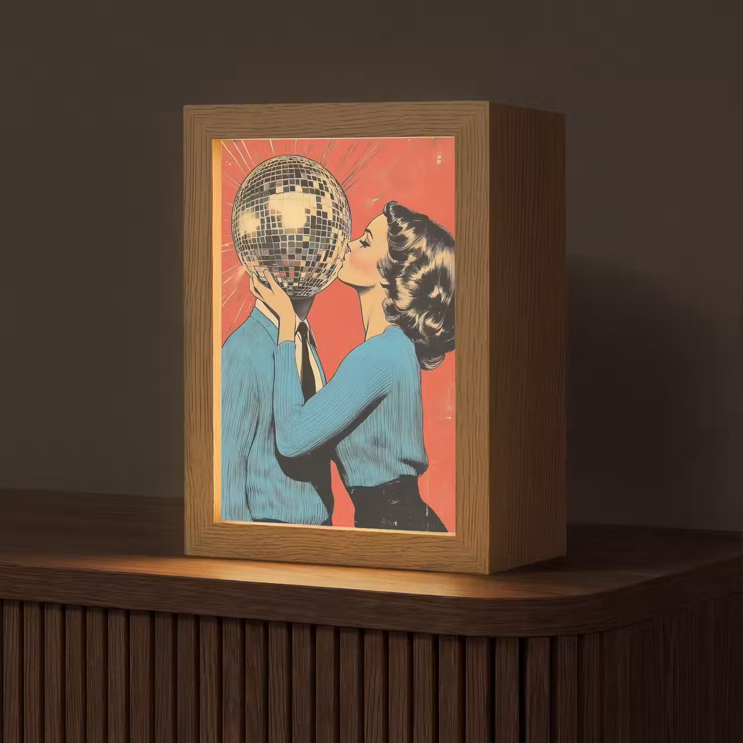 Vrouw - Retro - Discobal - Kus Light Box met kabel (Tafellamp) klein -z3d_website