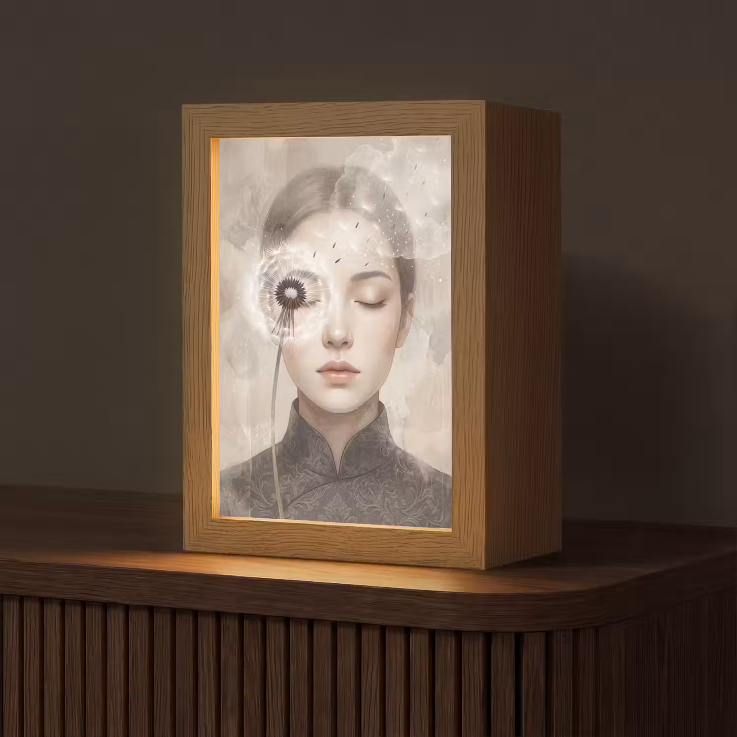 Vrouw - Sereen - Grijs Light Box met kabel (Tafellamp) klein -z3d_website