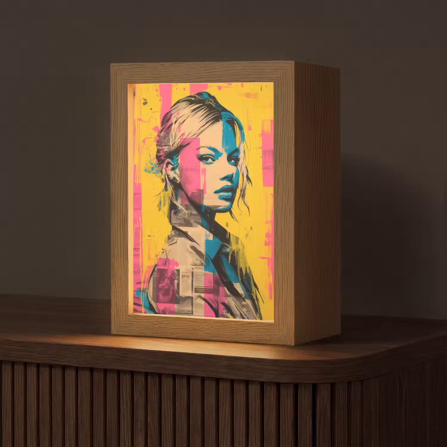 Vrouw - Verfstrepen - Gekleurd Light Box met kabel (Tafellamp) klein -z3d_website