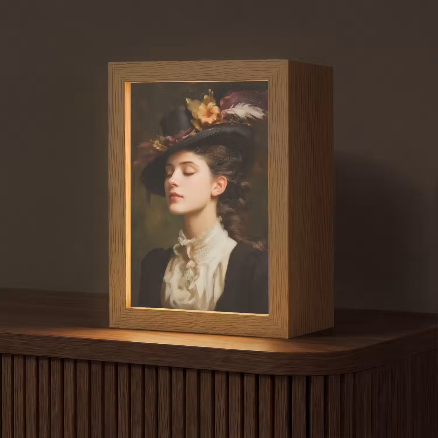 Vrouw - Victoriaans - Portret Light Box met kabel (Tafellamp) klein -z3d_website