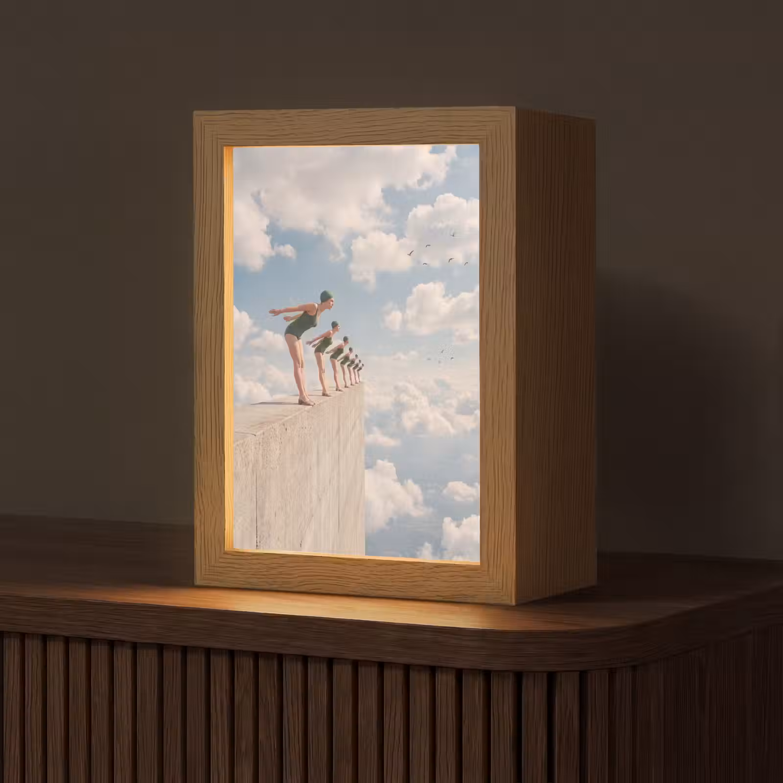 Tafellamp - Vrouwen - Duikhouding - Wolken - Vrouwen - Duikhouding - Wolken Light Box met kabel (Tafellamp) klein