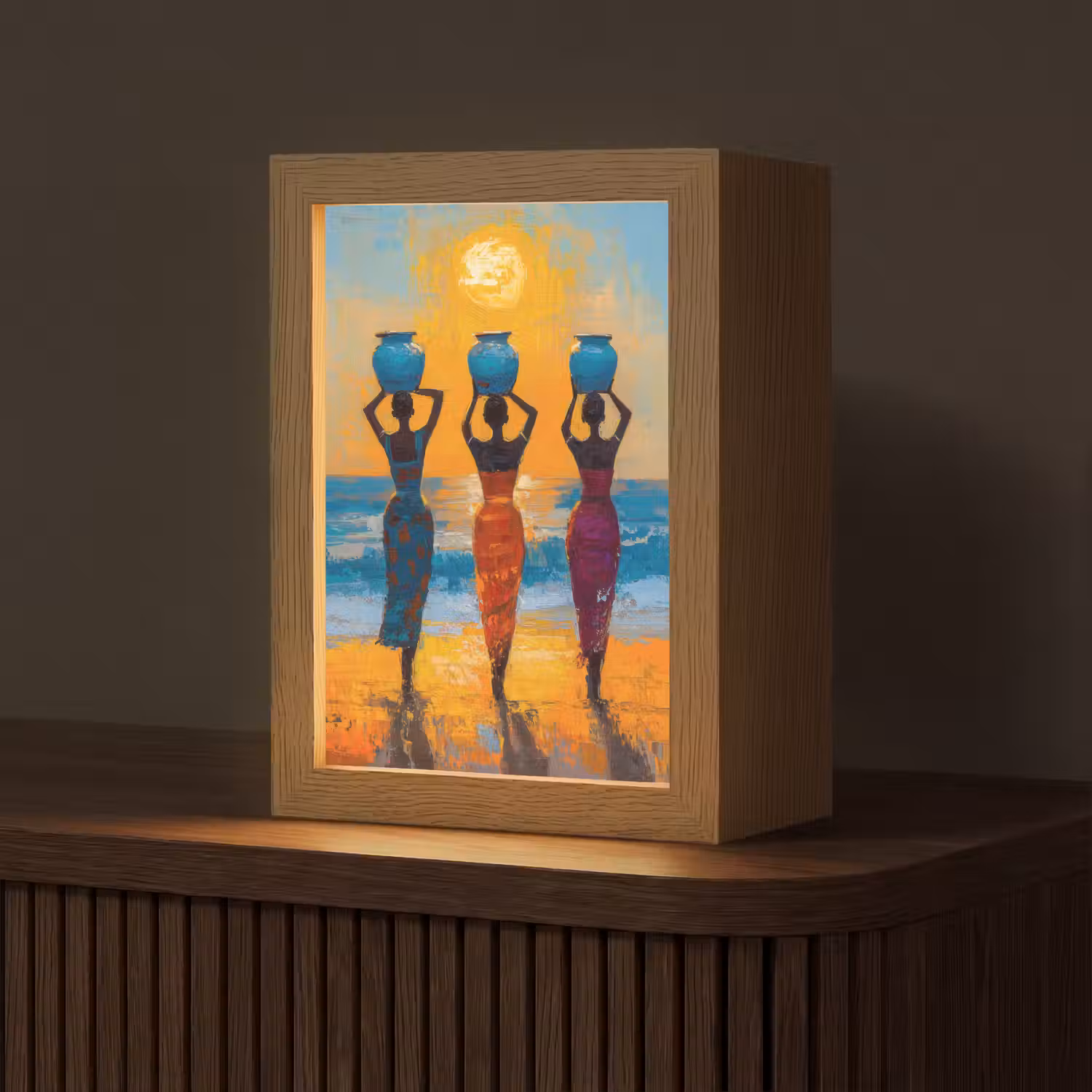 Vrouwen - Strand - Zondsondergang Light Box met kabel (Tafellamp) klein -z3d_website