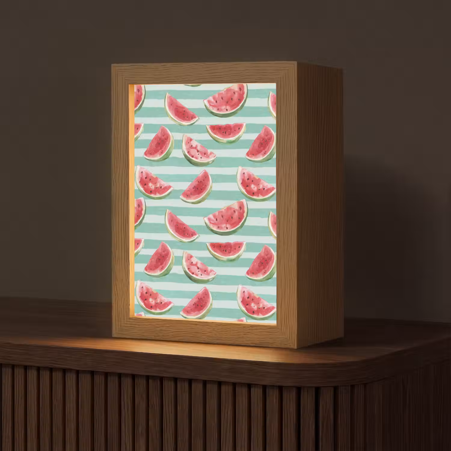 Watermeloen - Strepen - Groen Light Box met kabel (Tafellamp) klein 925 -z3d_website