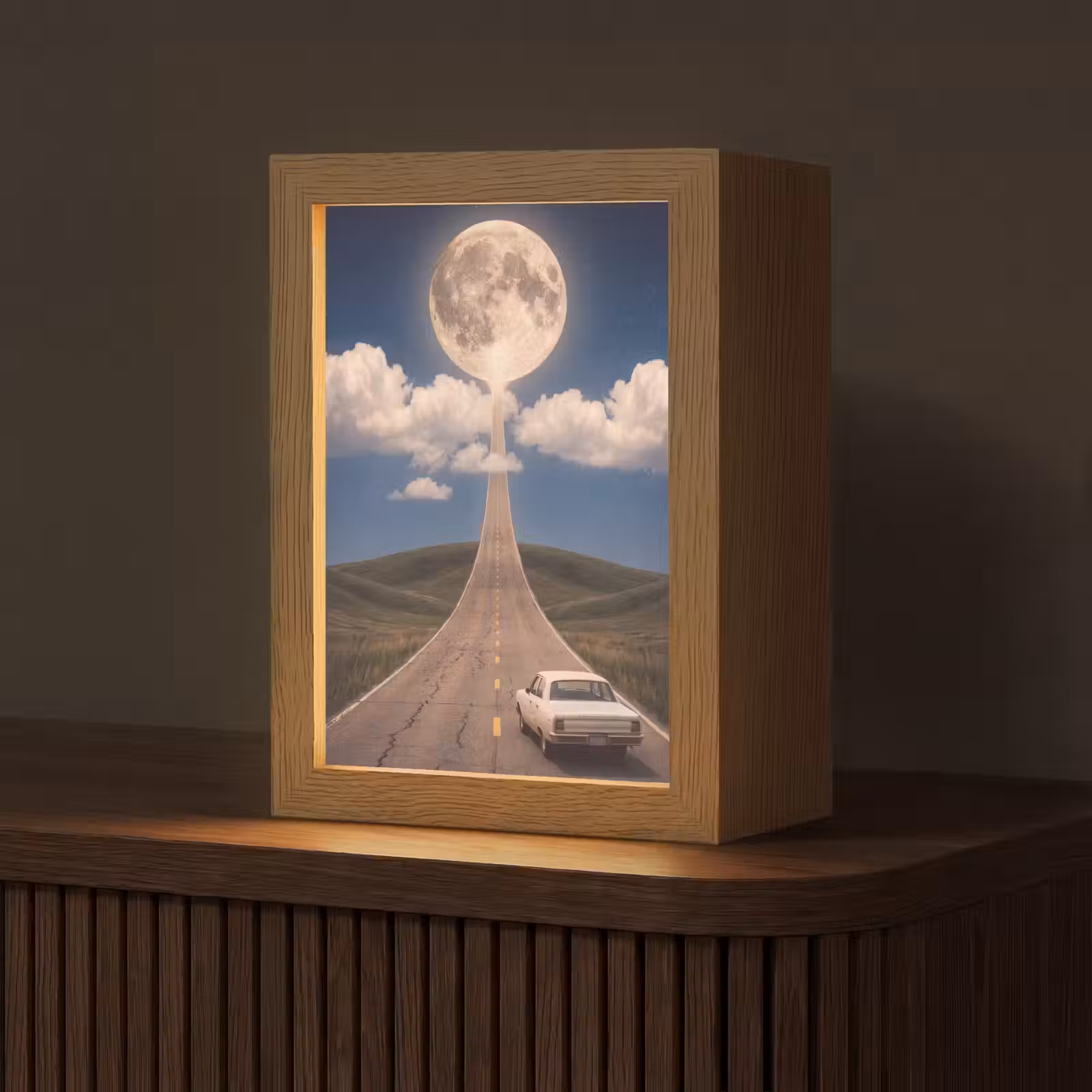 Tafellamp - Weg - Maan - Nacht - Weg - Maan - Nacht Light Box met kabel (Tafellamp) klein