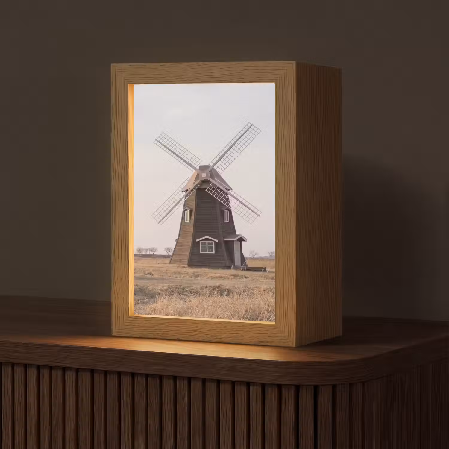 Windmolens - Landschap - Veld Light Box met kabel (Tafellamp) klein -z3d_website