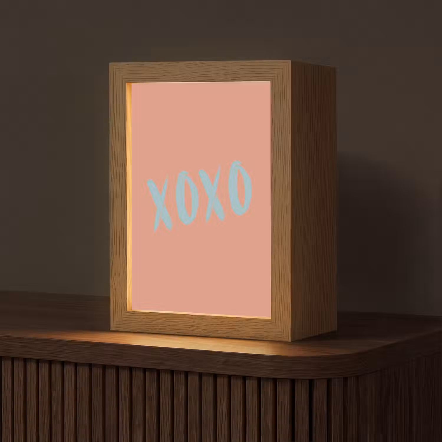 XOXO - Blauw - Perzikkleur Light Box met kabel (Tafellamp) klein -z3d_website
