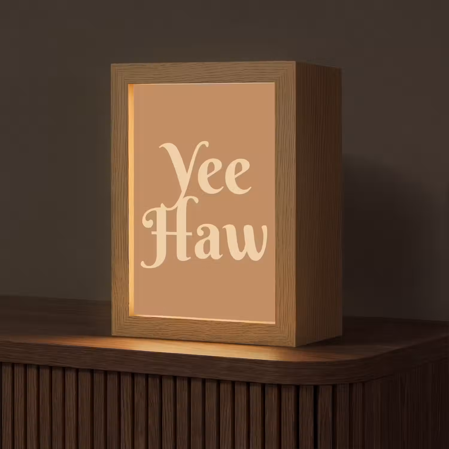 Yee haw - Bruin - Minimalistisch Light Box met kabel (Tafellamp) klein -z3d_website