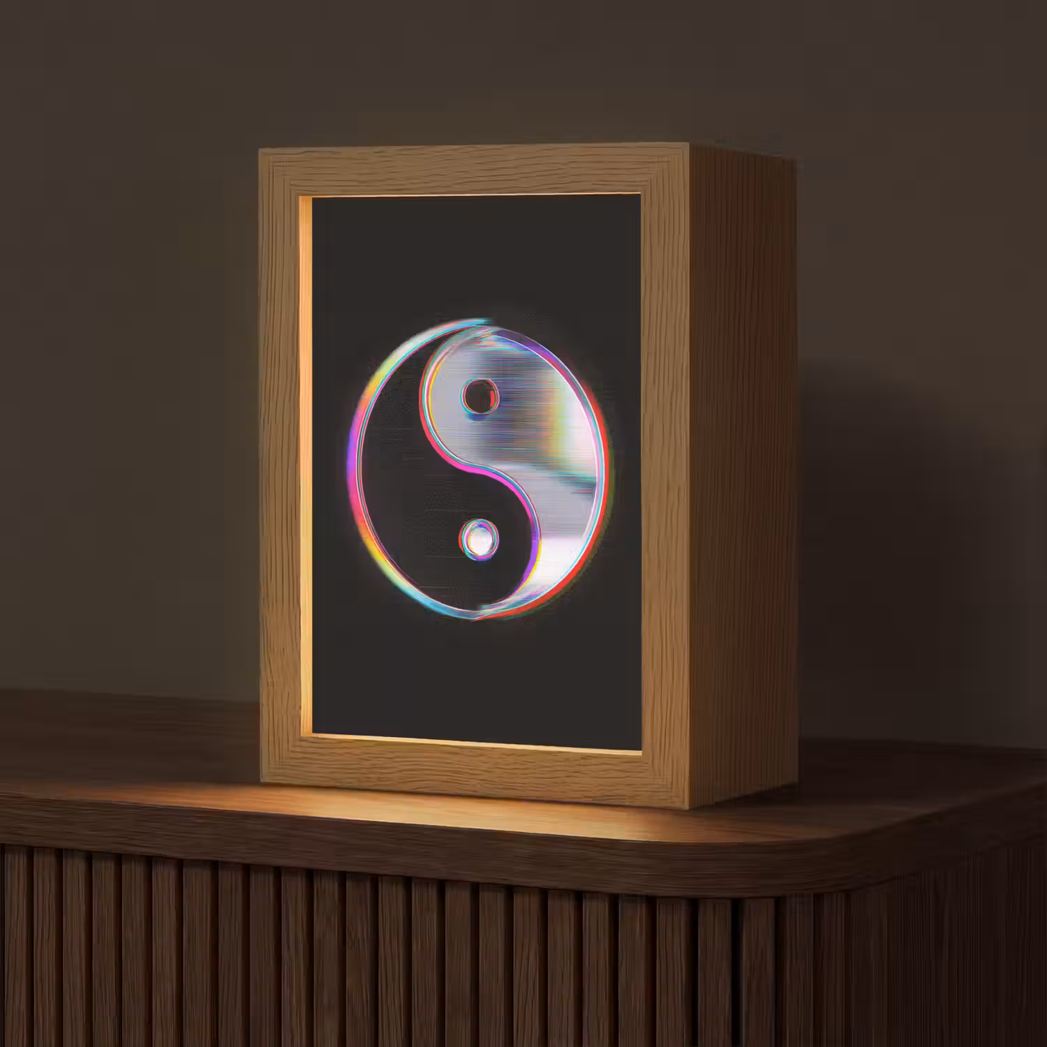 Yin-Yang - Cirkel - Regenboog Light Box met kabel (Tafellamp) klein -z3d_website