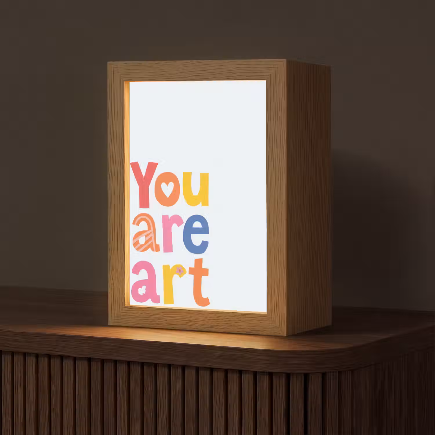 You are art - Kleurrijk - Grafisch Light Box met kabel (Tafellamp) klein -z3d_website