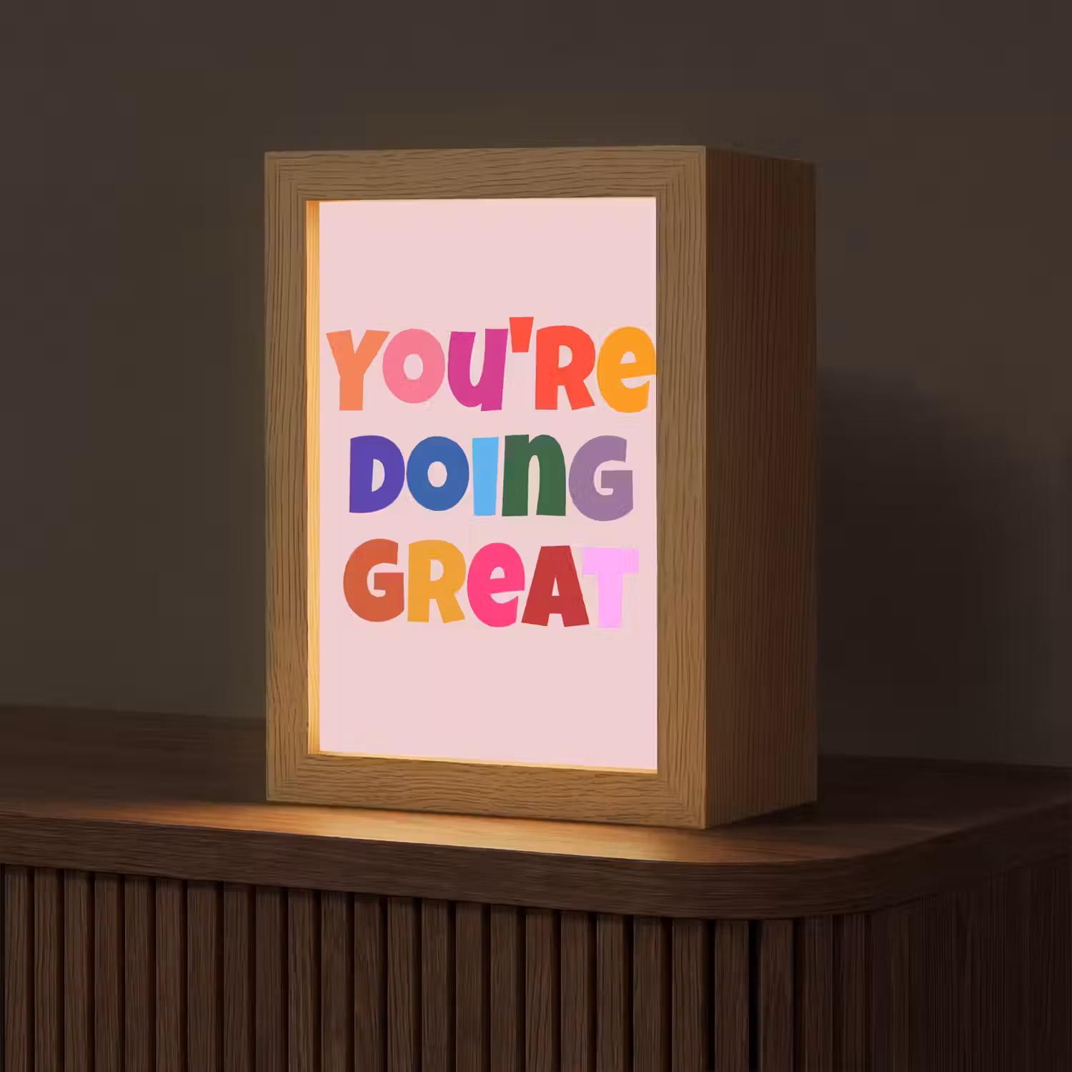 You're doing great - Roze - Kleurrijk Light Box met kabel (Tafellamp) klein -z3d_website