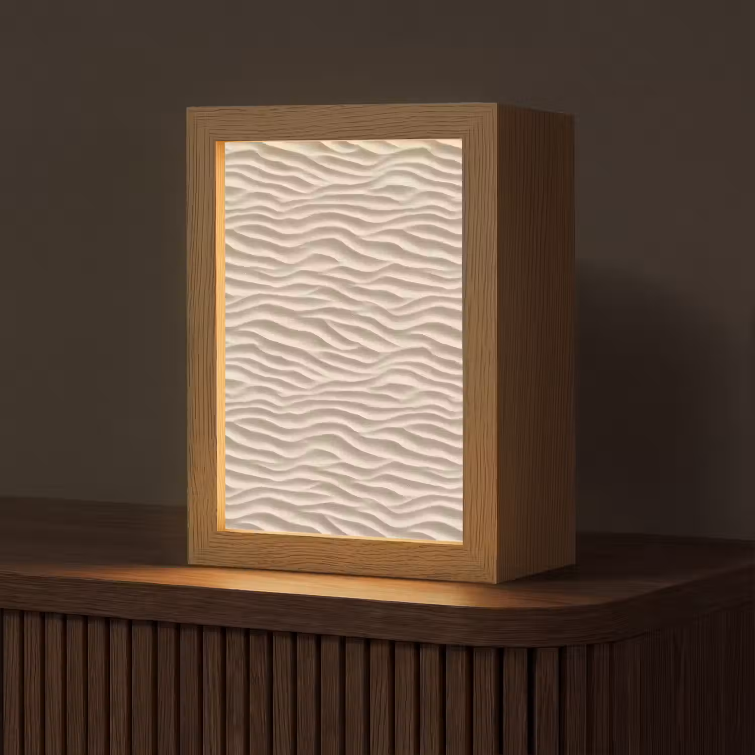 Zand - Golven - Beige Light Box met kabel (Tafellamp) klein 925 -z3d_website