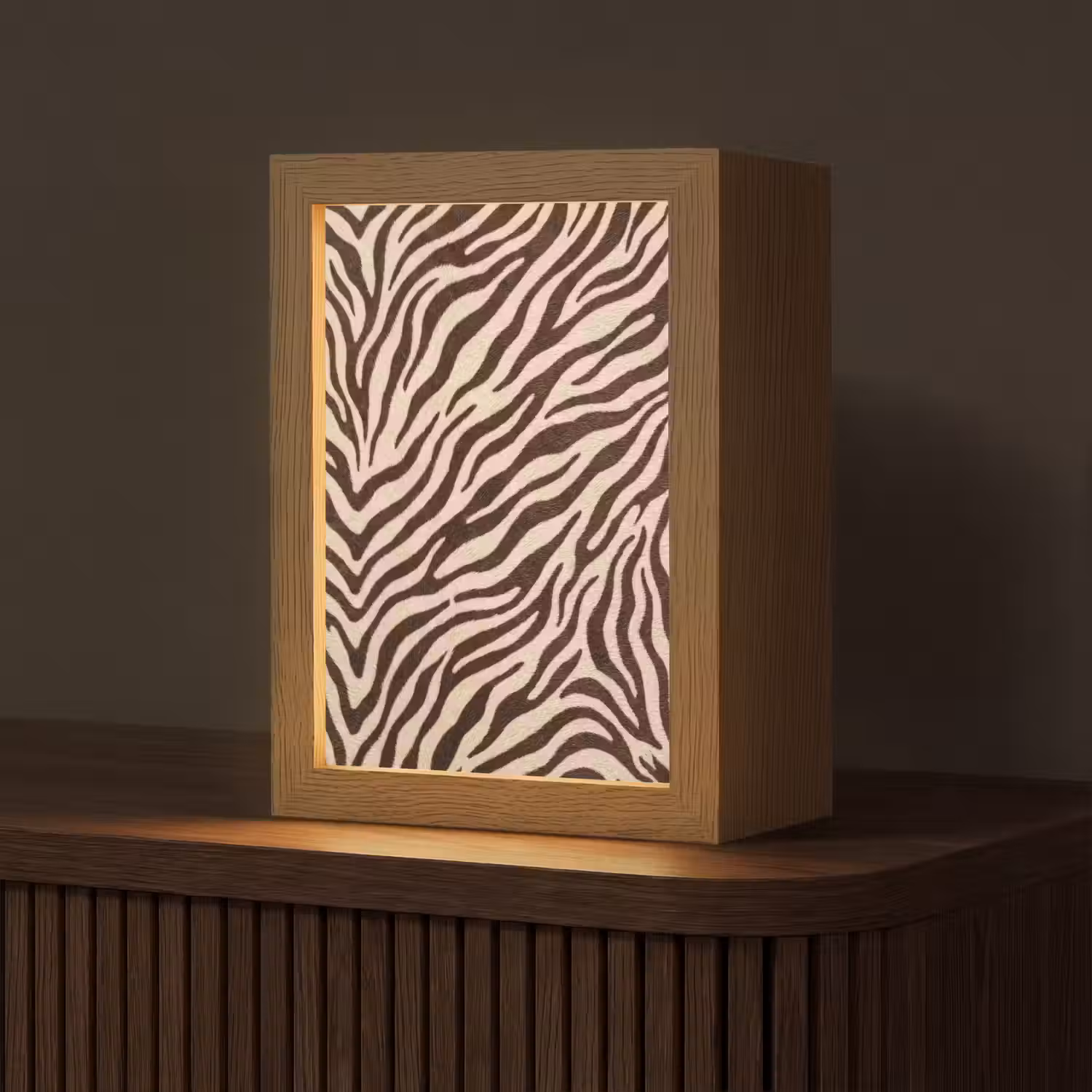 Zebra - Strepen - Bruin Light Box met kabel (Tafellamp) klein -z3d_website
