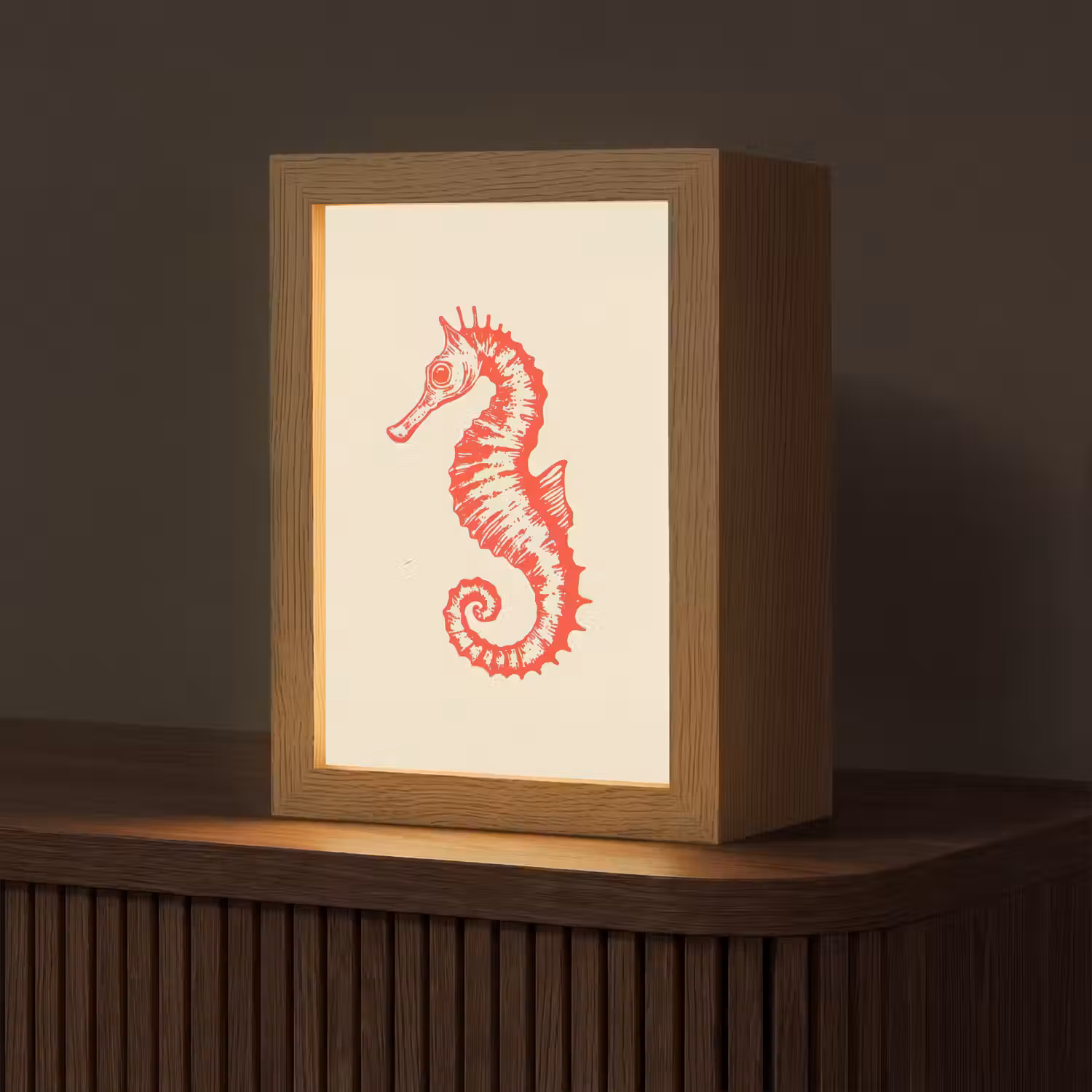 Zeepaardje - Rood - Fijne details Light Box met kabel (Tafellamp) klein -z3d_website