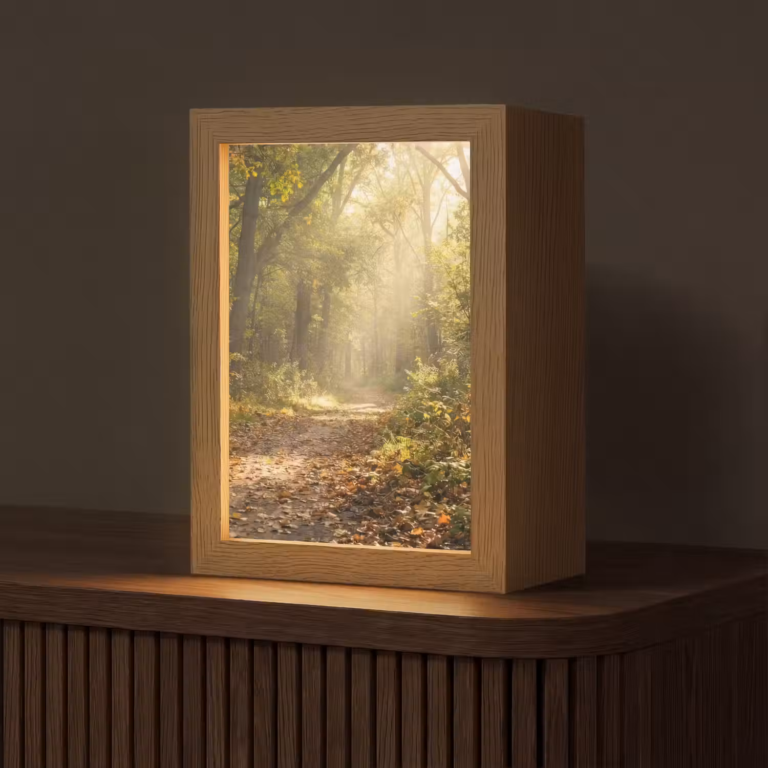 Zonlicht - Bospad - Bomen Light Box met kabel (Tafellamp) klein -z3d_website