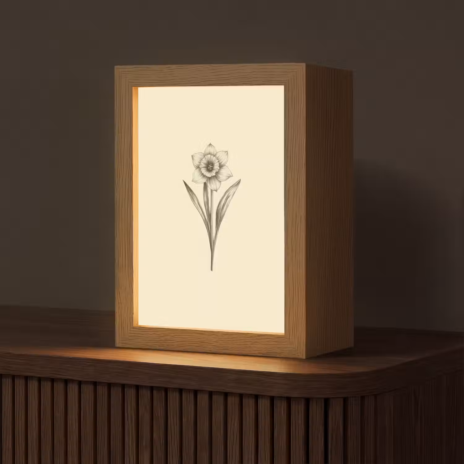 Zwart - Narcis - Illustratie Light Box met kabel (Tafellamp) klein -z3d_website