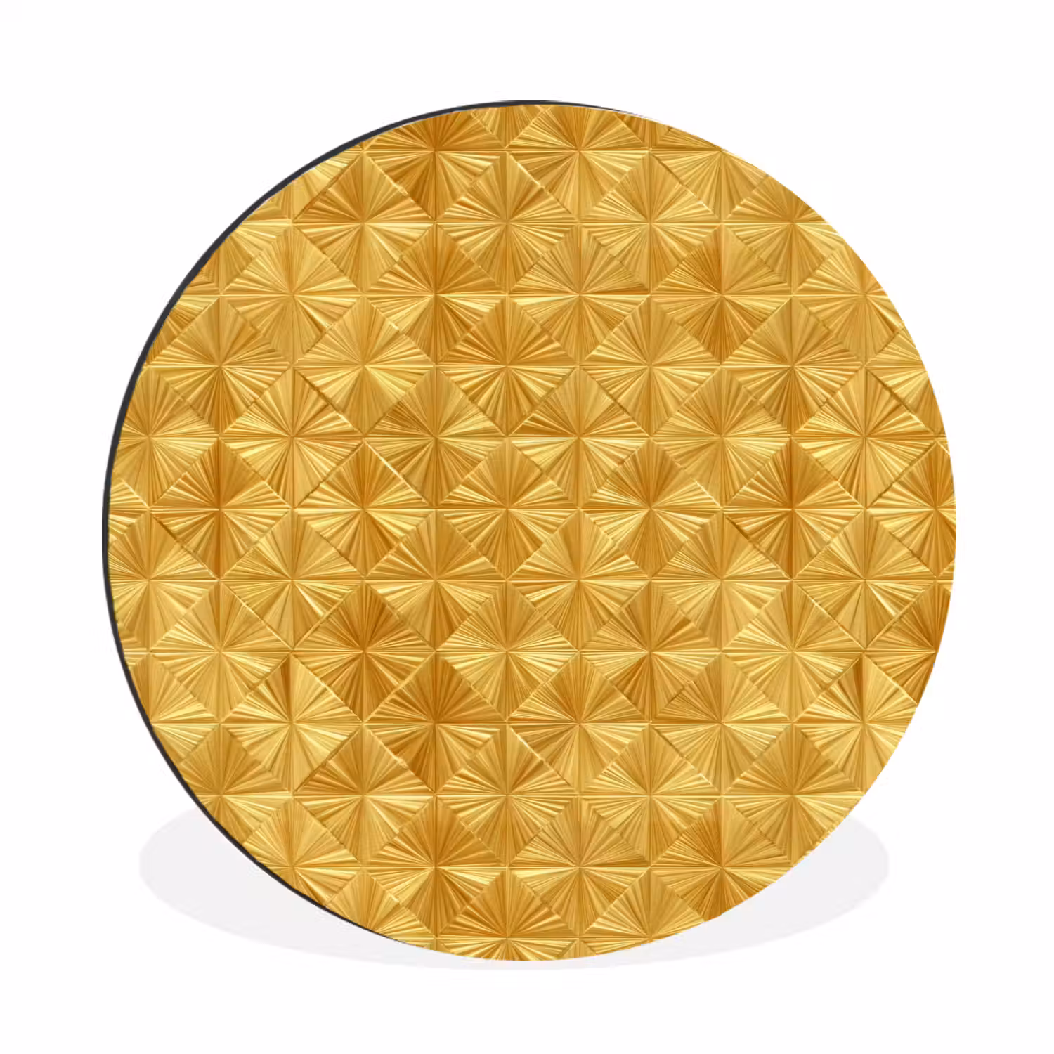 Tegels - Geometrisch - Reliëf - Goud Wandcirkel aluminium klein 190 -3d