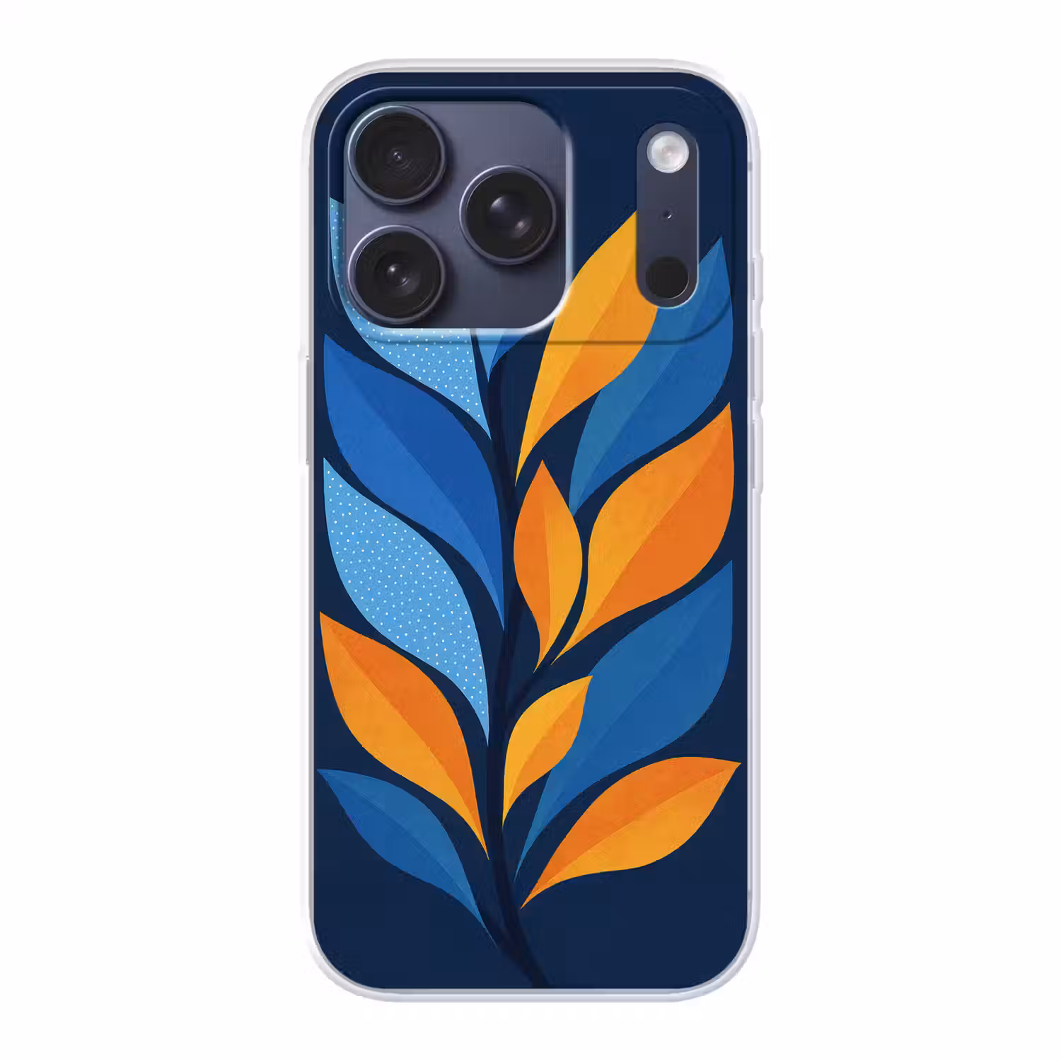 Abstract - Bladeren - Blauw Telefoonhoesje iPhone 17 Pro klein -3d